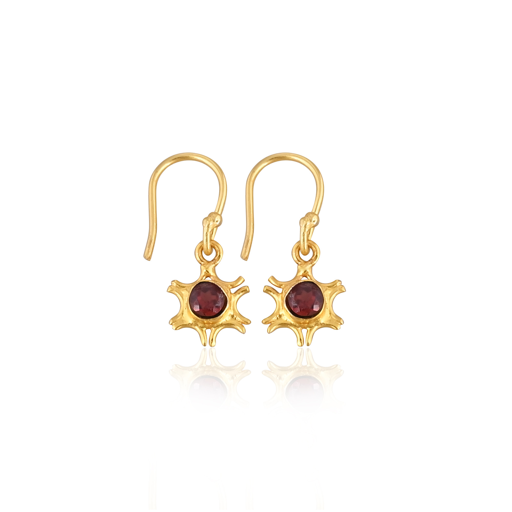Luxury Gold Plated Earrings 925 Sterling Silver Natural Mozambique Garnet Gemstone Drop Earring Women Jewelry Gift For Her 50 pcs