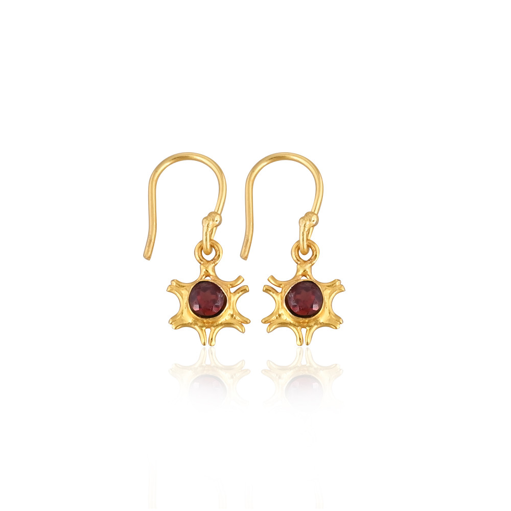 Image of Luxury Gold Plated Earrings 925 Sterling Silver Natural Mozambique Garnet Gemstone Drop Earring Women Jewelry Gift For Her (50 pcs)