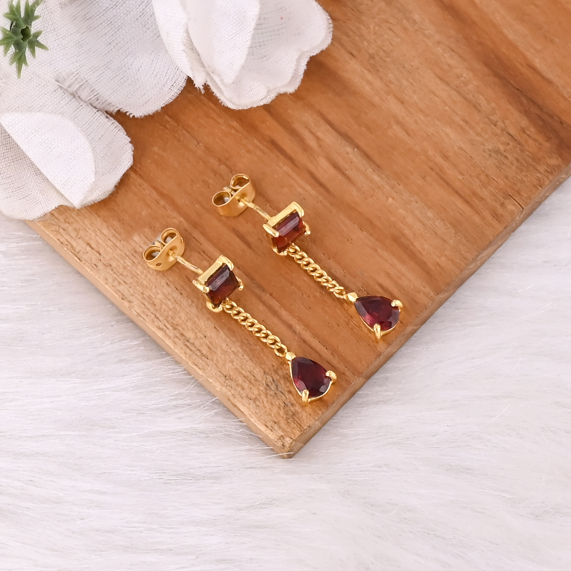 Womens Drop Earring Natural Mozambique Garnet Gemstone Birthstone Engagement Gift Handmade Jewelry 925 Sterling Silver Earring