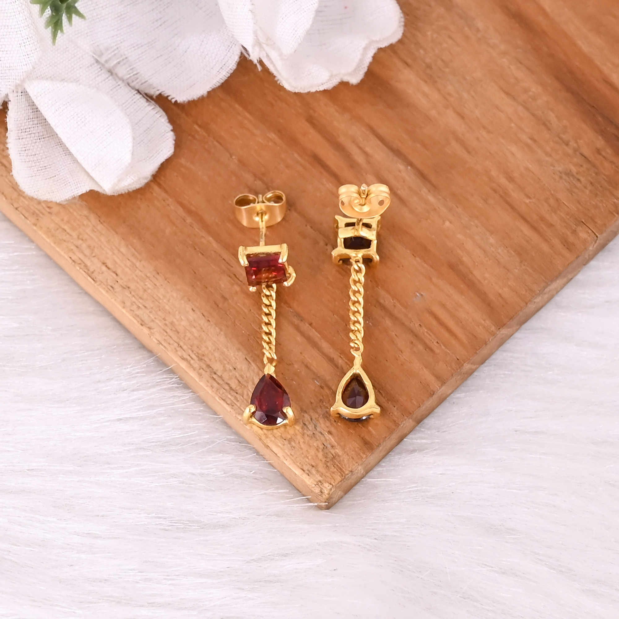 Womens Drop Earring Natural Mozambique Garnet Gemstone Birthstone Engagement Gift Handmade Jewelry 925 Sterling Silver Earring