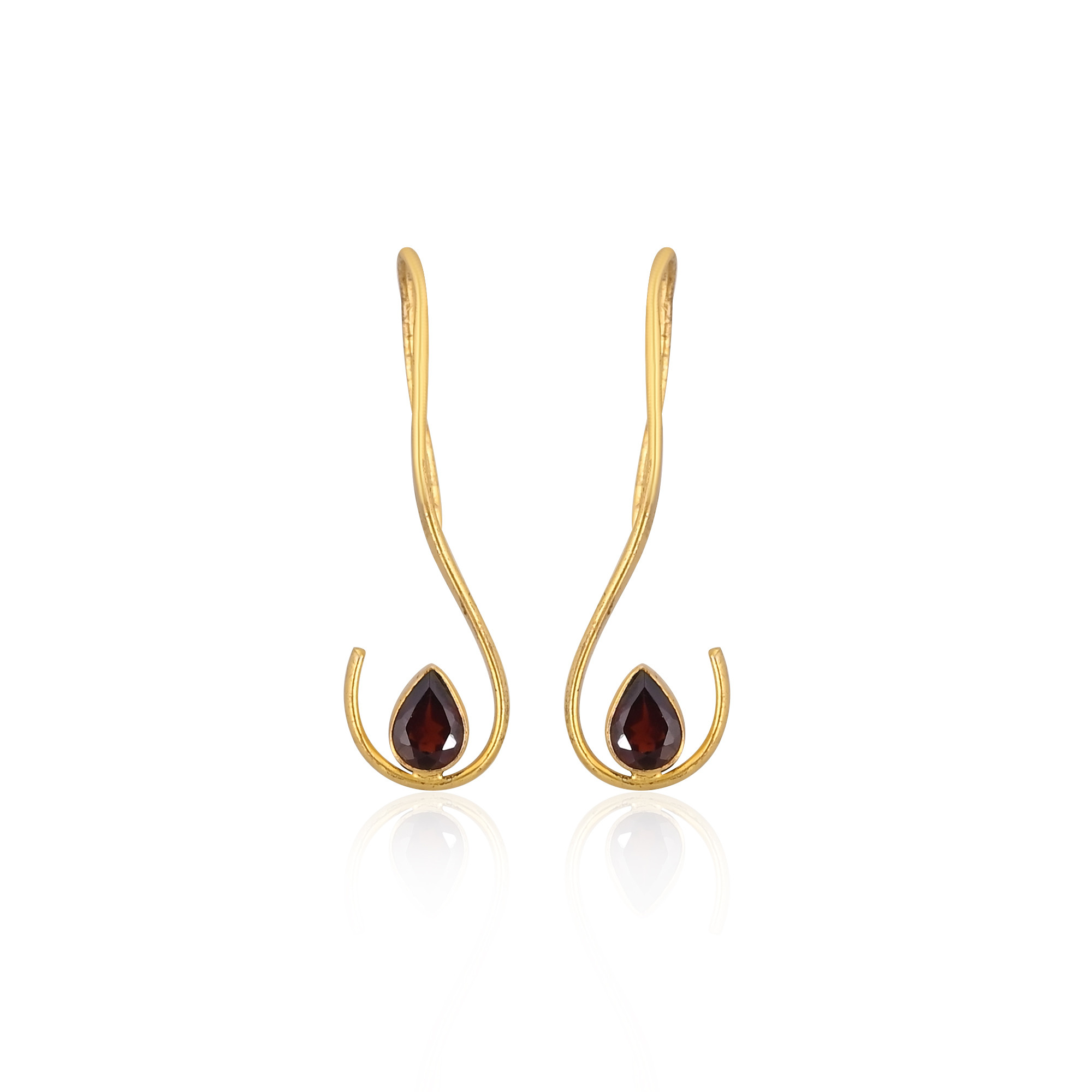 Womens Drop Earring Natural Mozambique Garnet Gemstone Gold Plated Earrings Handmade Jewelry 925 Sterling Silver Earring