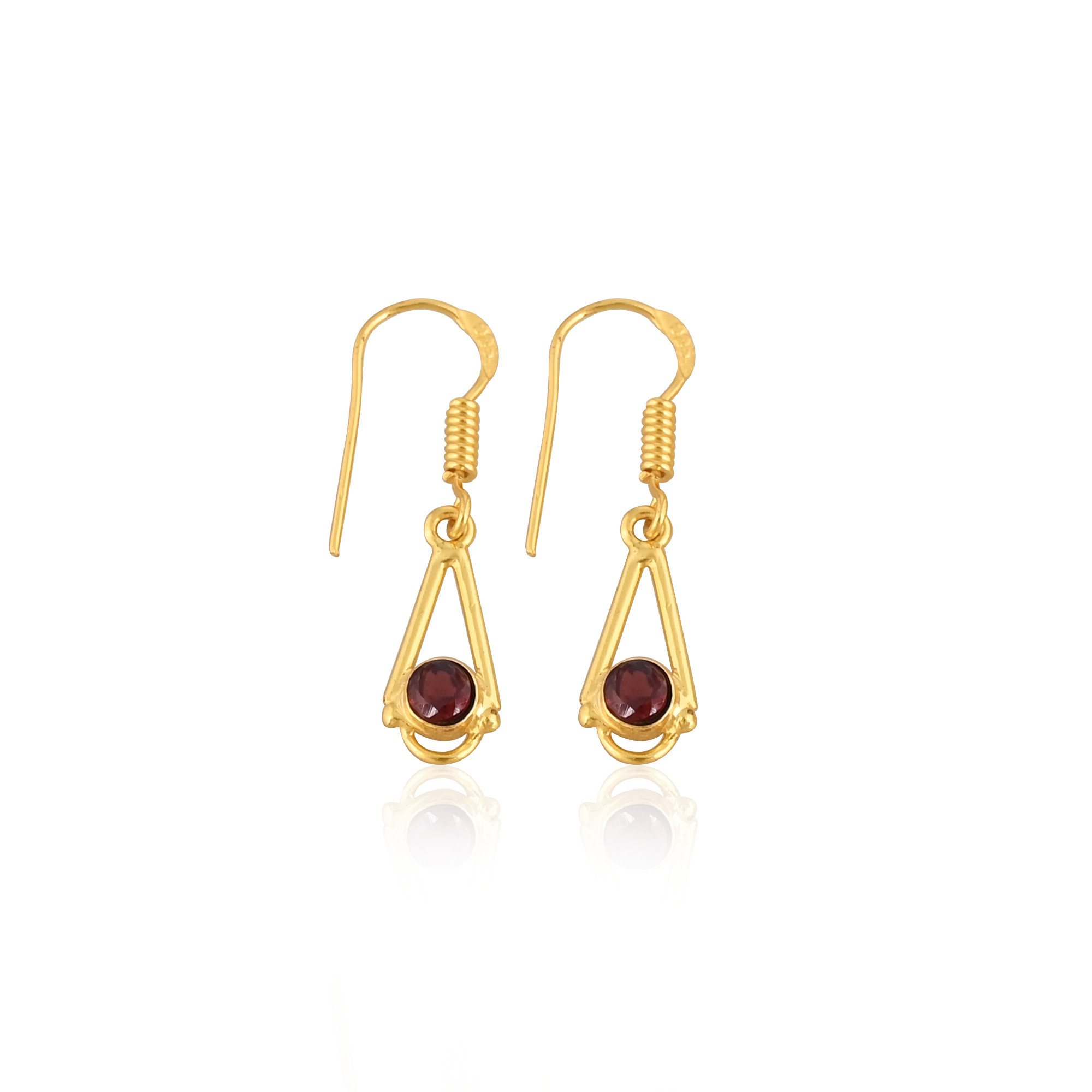 Natural Mozambique Garnet Gemstone Earrings In 925 Sterling Silver Hook Earrings Handmade Bezel Set Jewelry For Women  Girls