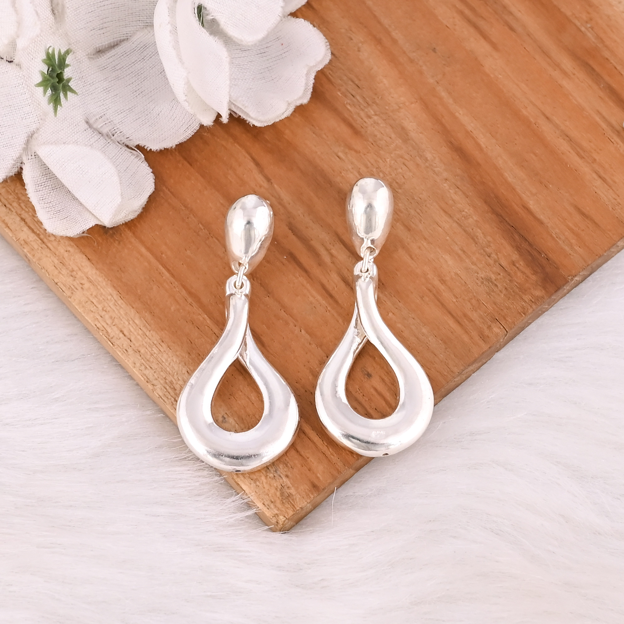 Awesome Elegant Vintage Style Jewelry 925 Sterling Silver Plain Dangle Studs Earring Wedding Party Gifts Statement Jewelry