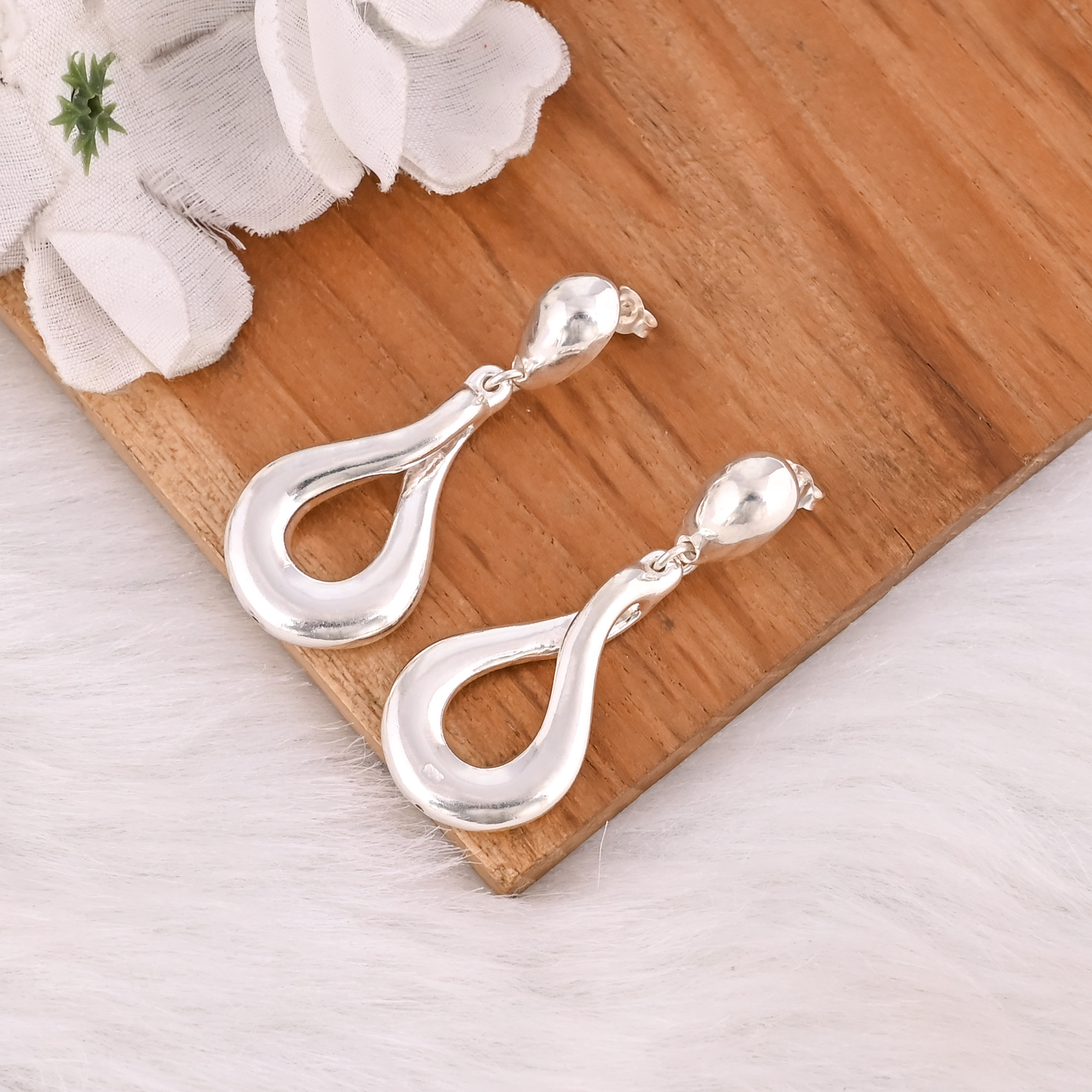 Awesome Elegant Vintage Style Jewelry 925 Sterling Silver Plain Dangle Studs Earring Wedding Party Gifts Statement Jewelry