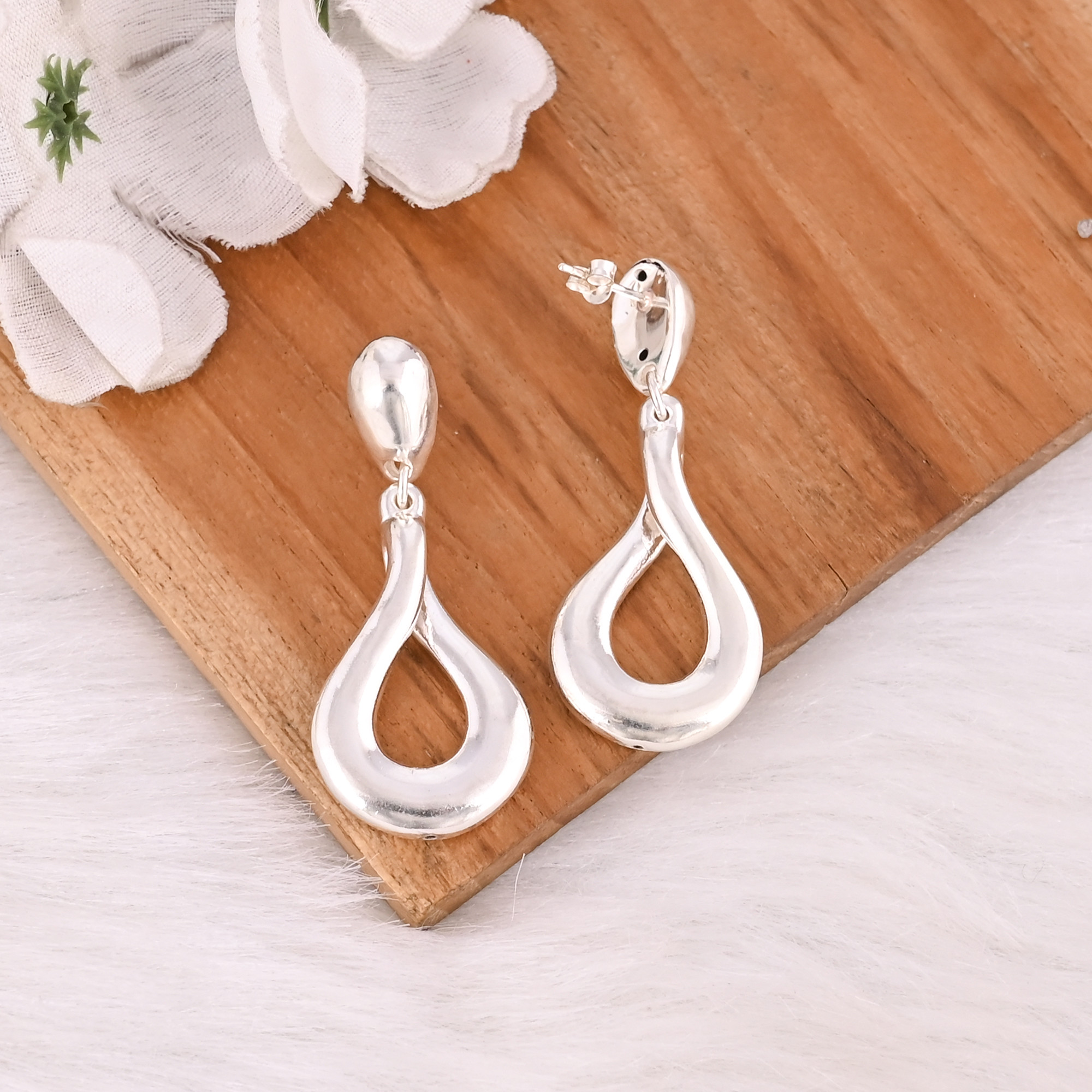 Awesome Elegant Vintage Style Jewelry 925 Sterling Silver Plain Dangle Studs Earring Wedding Party Gifts Statement Jewelry