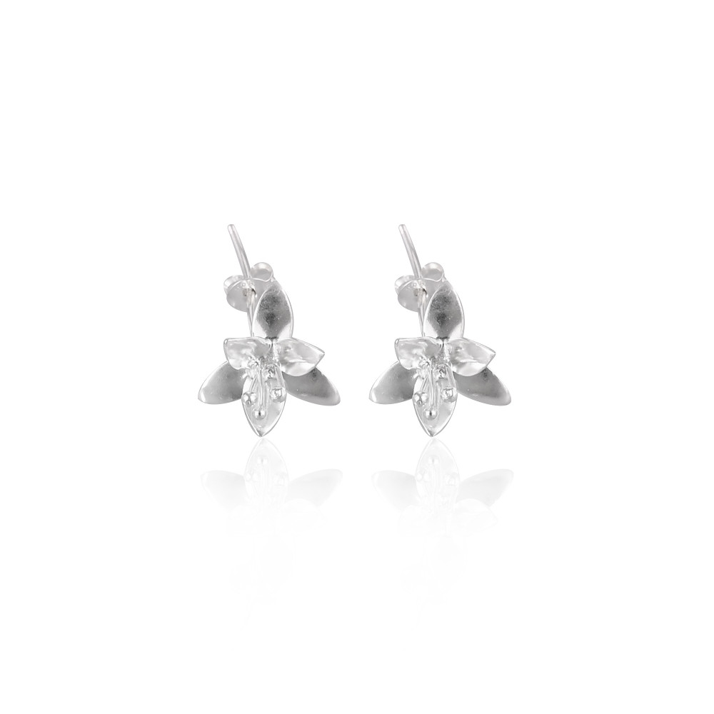 Image of Awesome Elegant Vintage Style Jewelry 925 Sterling Silver Plain Studs Earring Wedding Gifts Statement Jewelry Floral Earrings