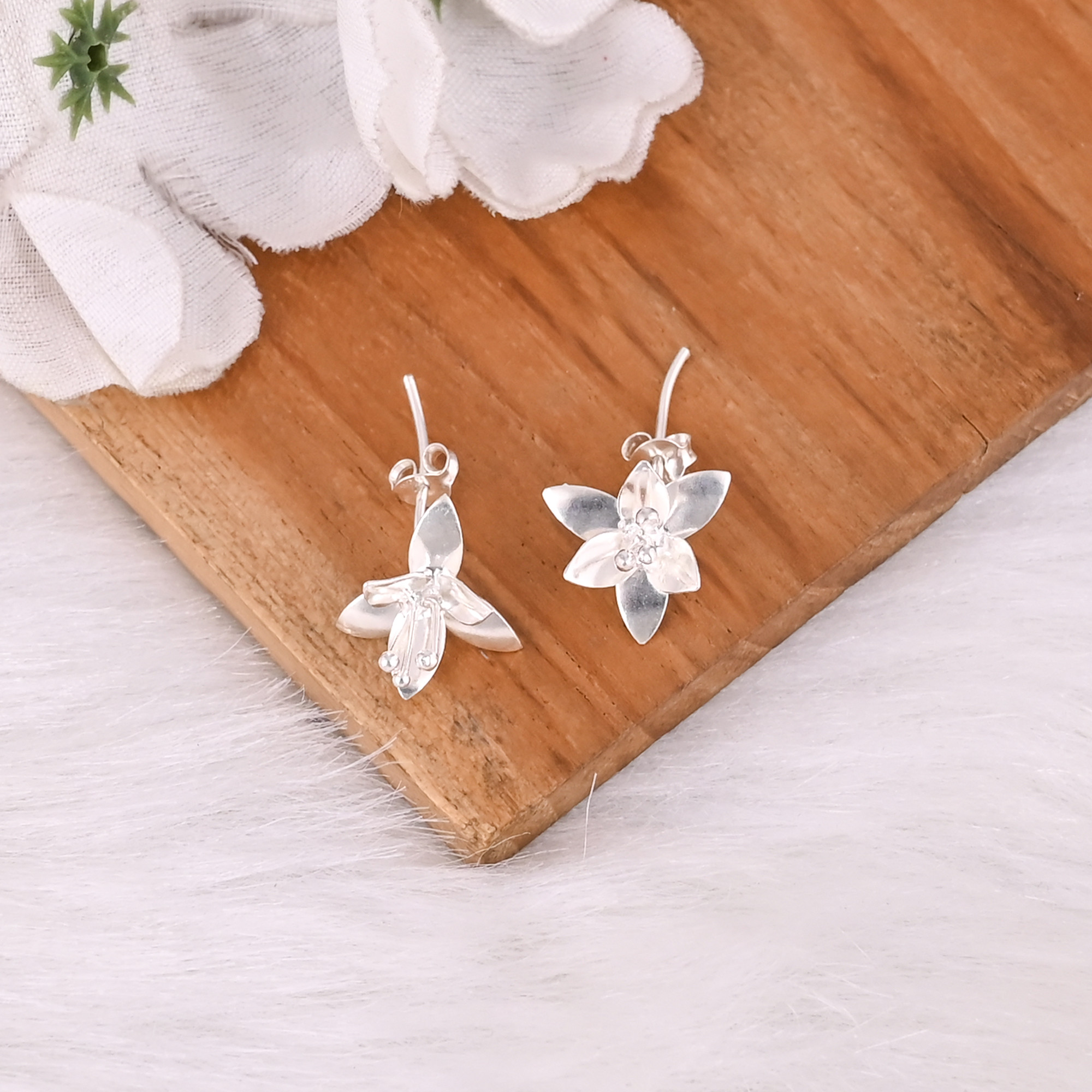 Awesome Elegant Vintage Style Jewelry 925 Sterling Silver Plain Studs Earring Wedding Gifts Statement Jewelry Floral Earrings