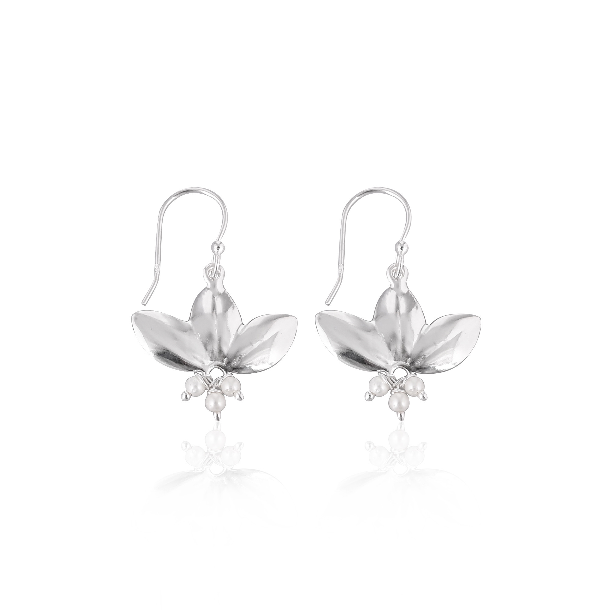 Plain Silver Jewellery 925 Fine Sterling Silver Earrings Jewelry Wholesaler Lotus Designer Dangle Earring For Girls