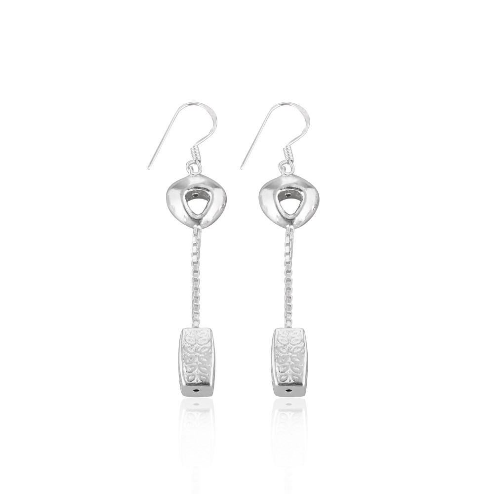 Image of Best Selling New Design 925 Sterling Silver Unique Design Dangle Earrings for Wedding Anniversary Handmade Plain Silver Jewelry