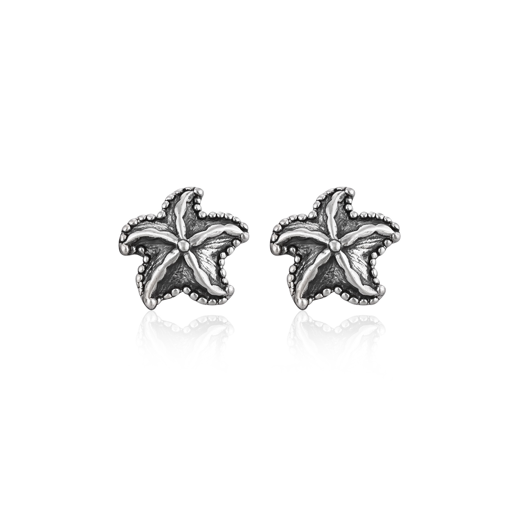 Plain Silver Jewellery 925 Fine Sterling Silver Star Design Oxidized Earrings Jewelry Wholesaler Textured Studs Earring For Her