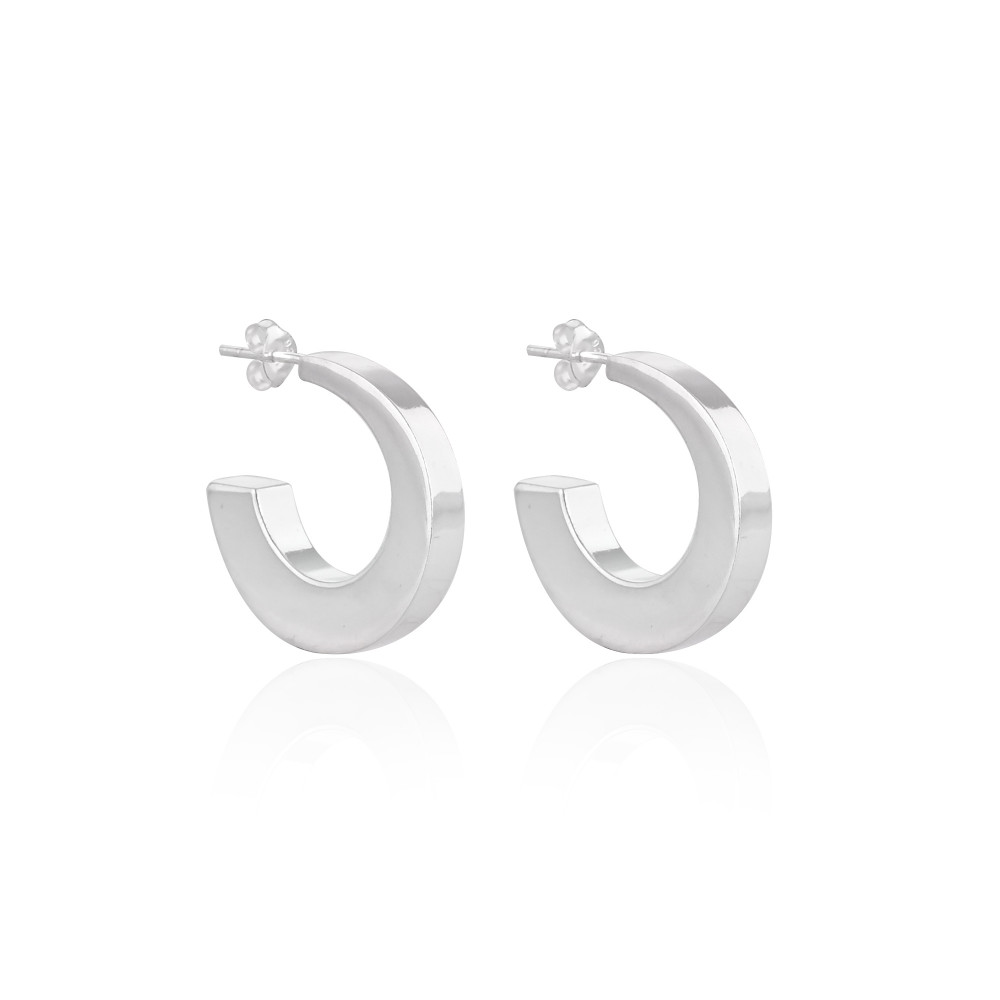 Image of Simple 925 Silver Hoops Earrings Minimalist Modern Jewelry for Women High-quality Brass Hoop Earrings Bulk Order Gift For Her