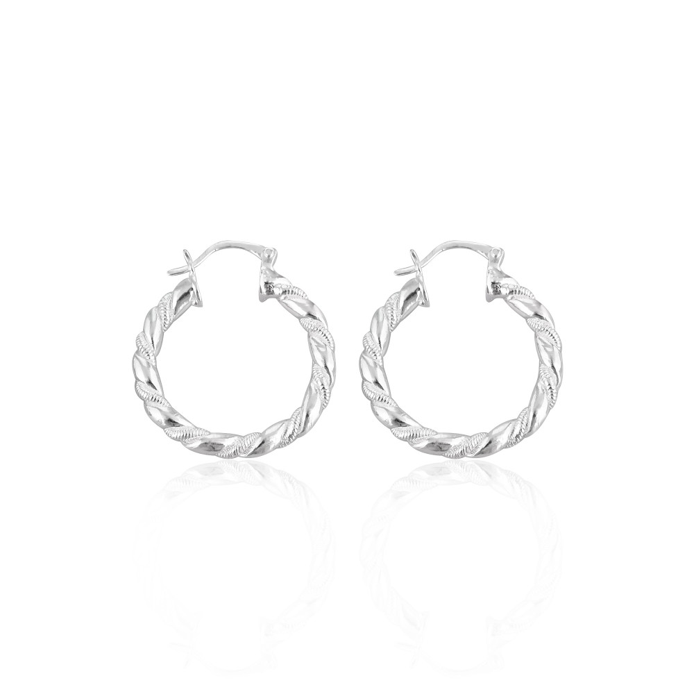 Image of Classic Custom Design 925 Silver Hoop Earring for Girls and Women As College Wear Office Wear and Daily Wear at Wholesale Price