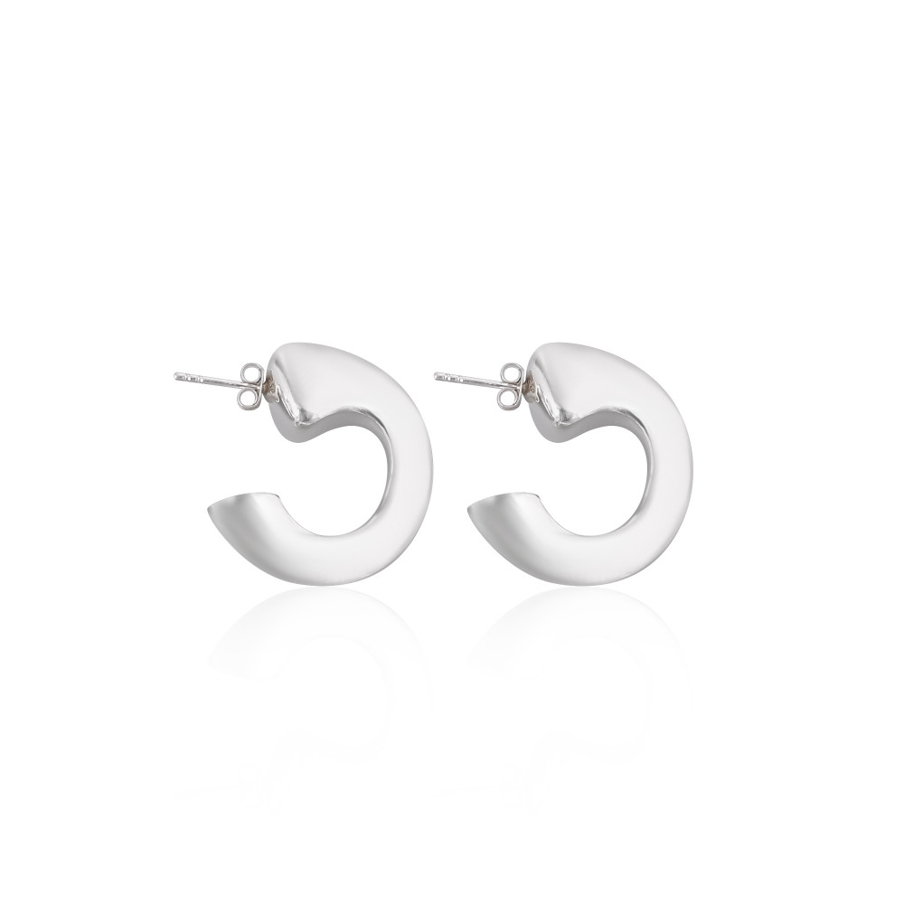 Image of Customized 925 Sterling Silver Minimalist 20mm Solid Hoop Earrings for Women Perfect Wedding Gift Good Quality Fashion