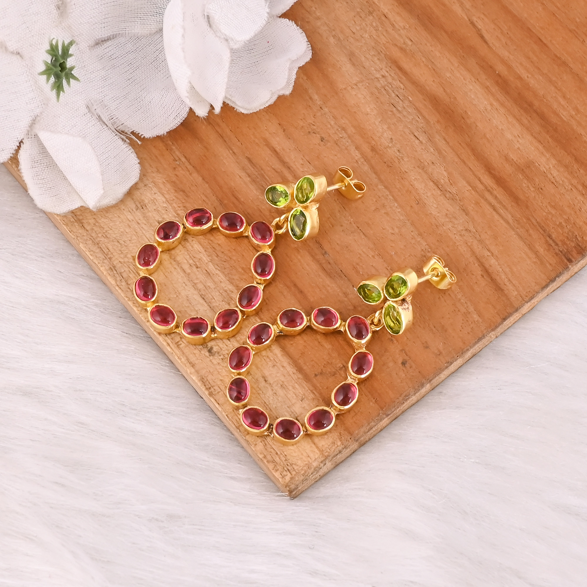 Womens Drop Earring Natural Tourmaline Peridot Gemstone Womens Stud Earrings Gold Plated Jewelry 925 Sterling Silver Earrings