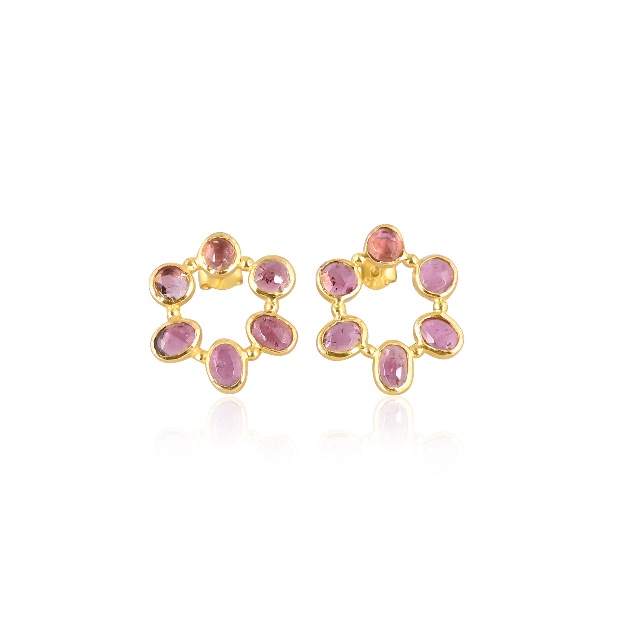 Amazing 925 Sterling Silver Tourmaline Stud Silver Earrings For Beautiful Women Handmade Designer Gold Plated Earrings Jewelry