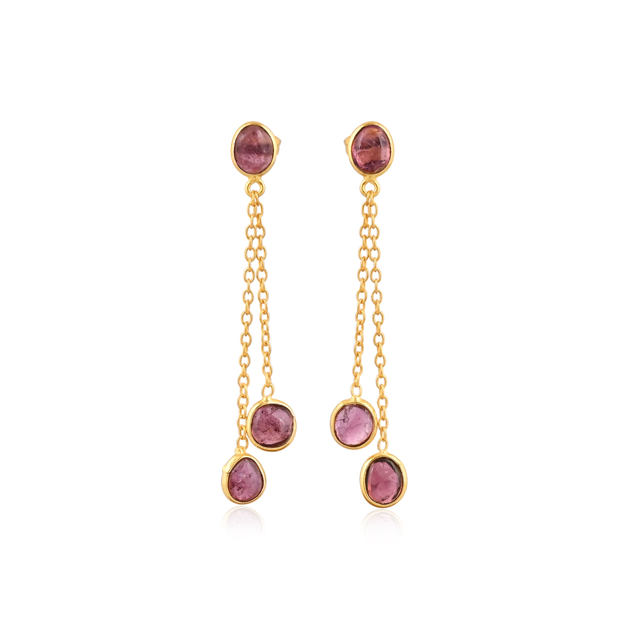 Genuine 925 Sterling Silver Natural Tourmaline Earrings For Women Elegant Handmade Fine Jewelry Wholesale Drop Stud Earrings