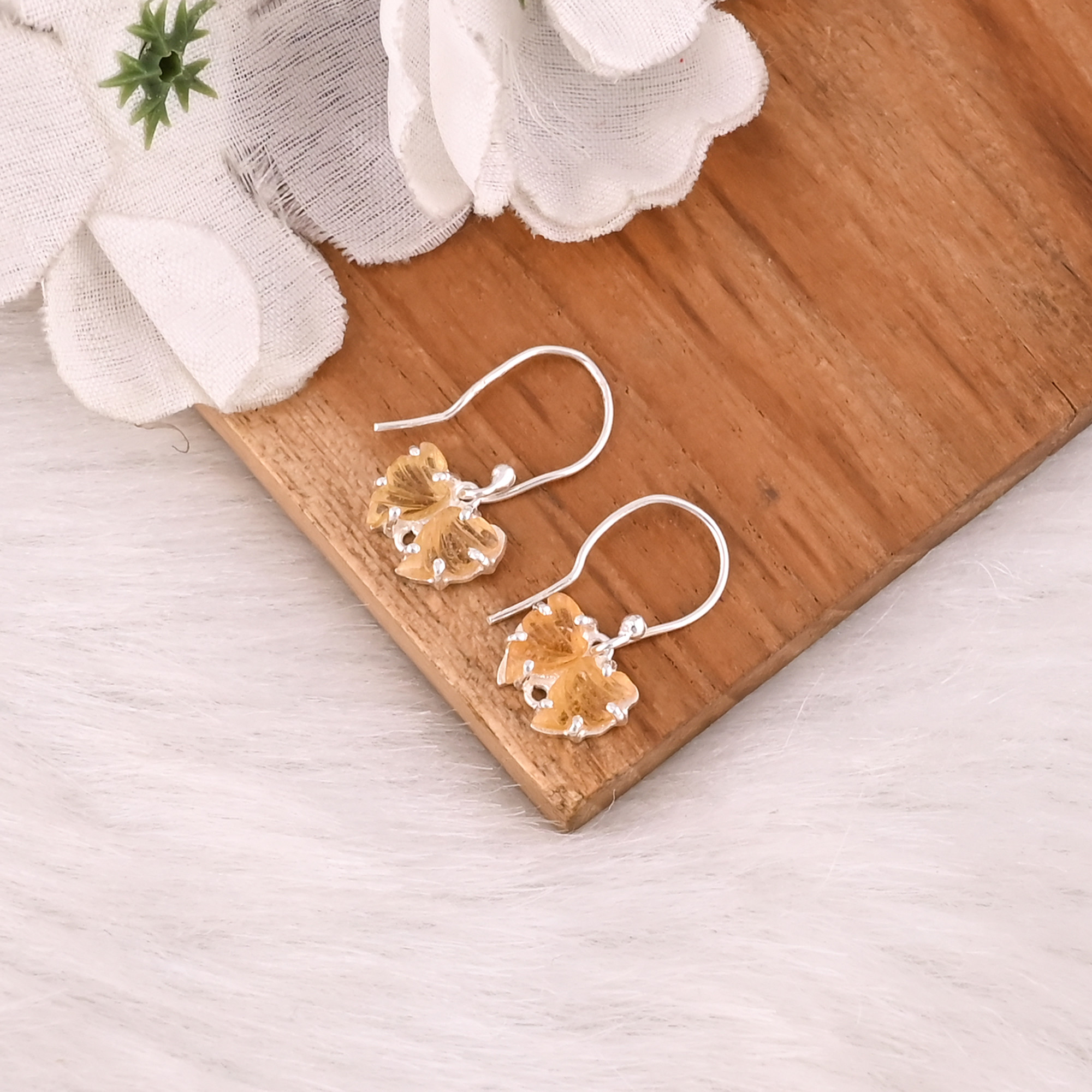 Natural Bio Tourmaline Gemstone Butterfly Earring Women Earrings Carving Gemstone Earring Drop Earrings Unique Gift