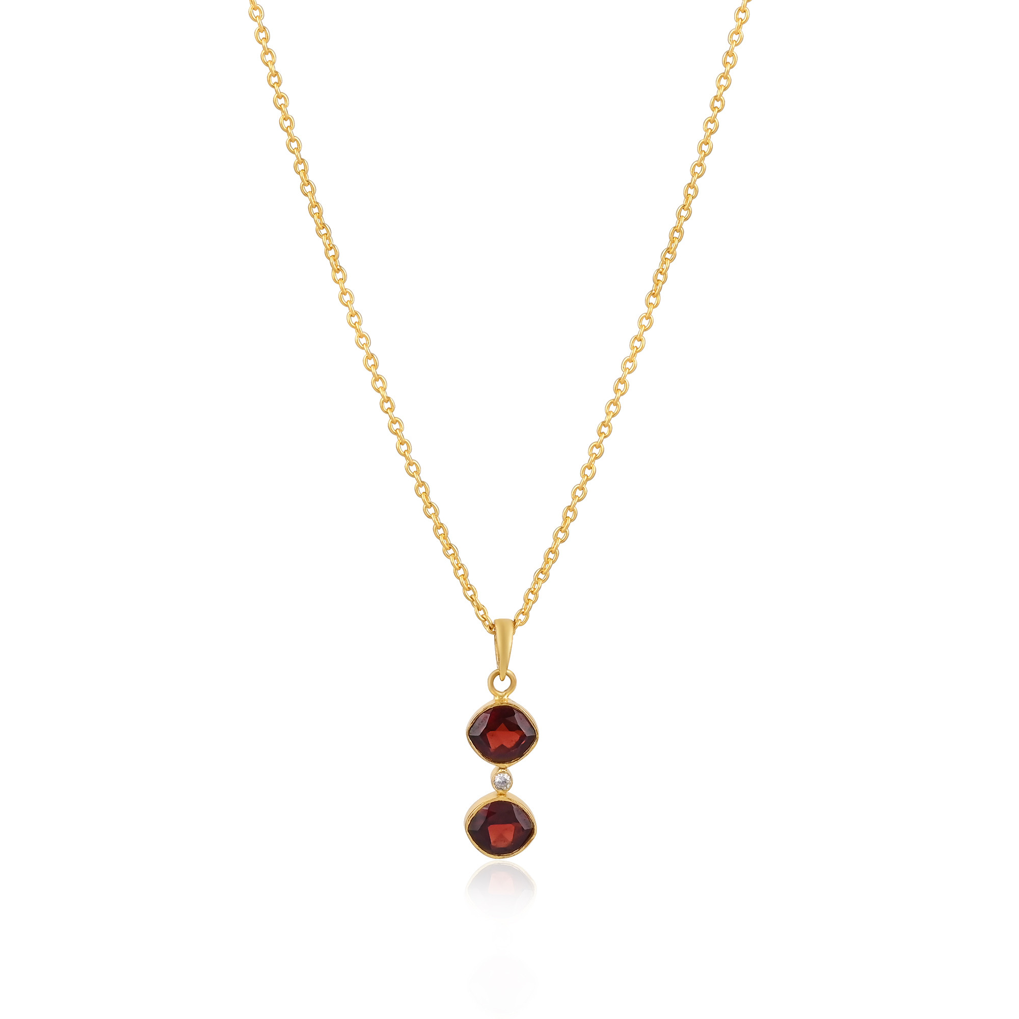 Hot Selling Gold Plated 925 Sterling Silver Mozambique Garnet Gemstone Handcrafted Women Charm Boho Pendant Necklace
