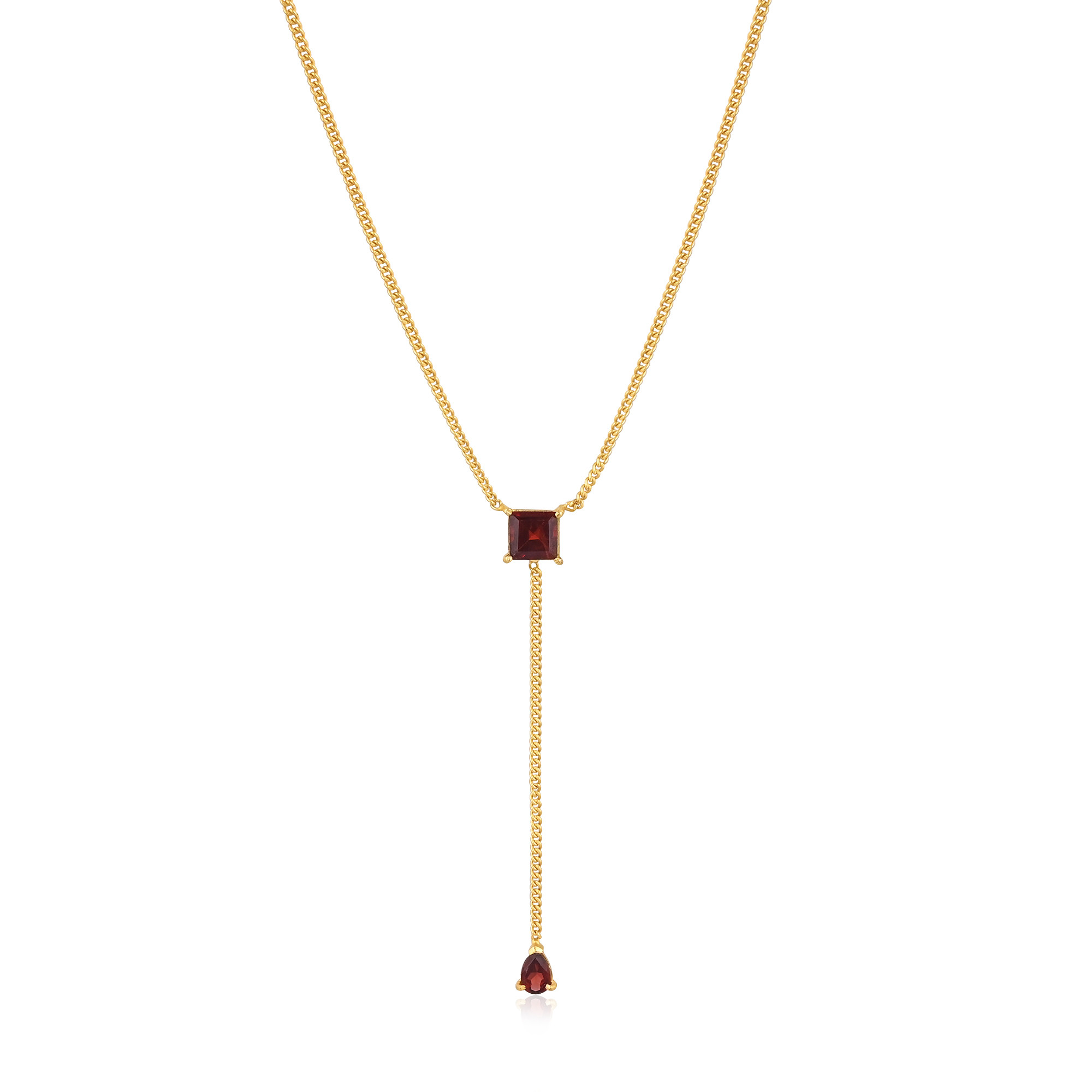 High Quality Classic Gold Plated 925 Sterling Silver Necklace With Mozambique Garnet Gemstone Prong Setting Necklace Jewelry