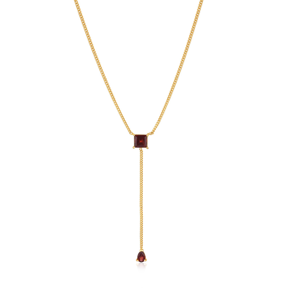 Image of High Quality Classic Gold Plated 925 Sterling Silver Necklace With Mozambique Garnet Gemstone Prong Setting Necklace Jewelry