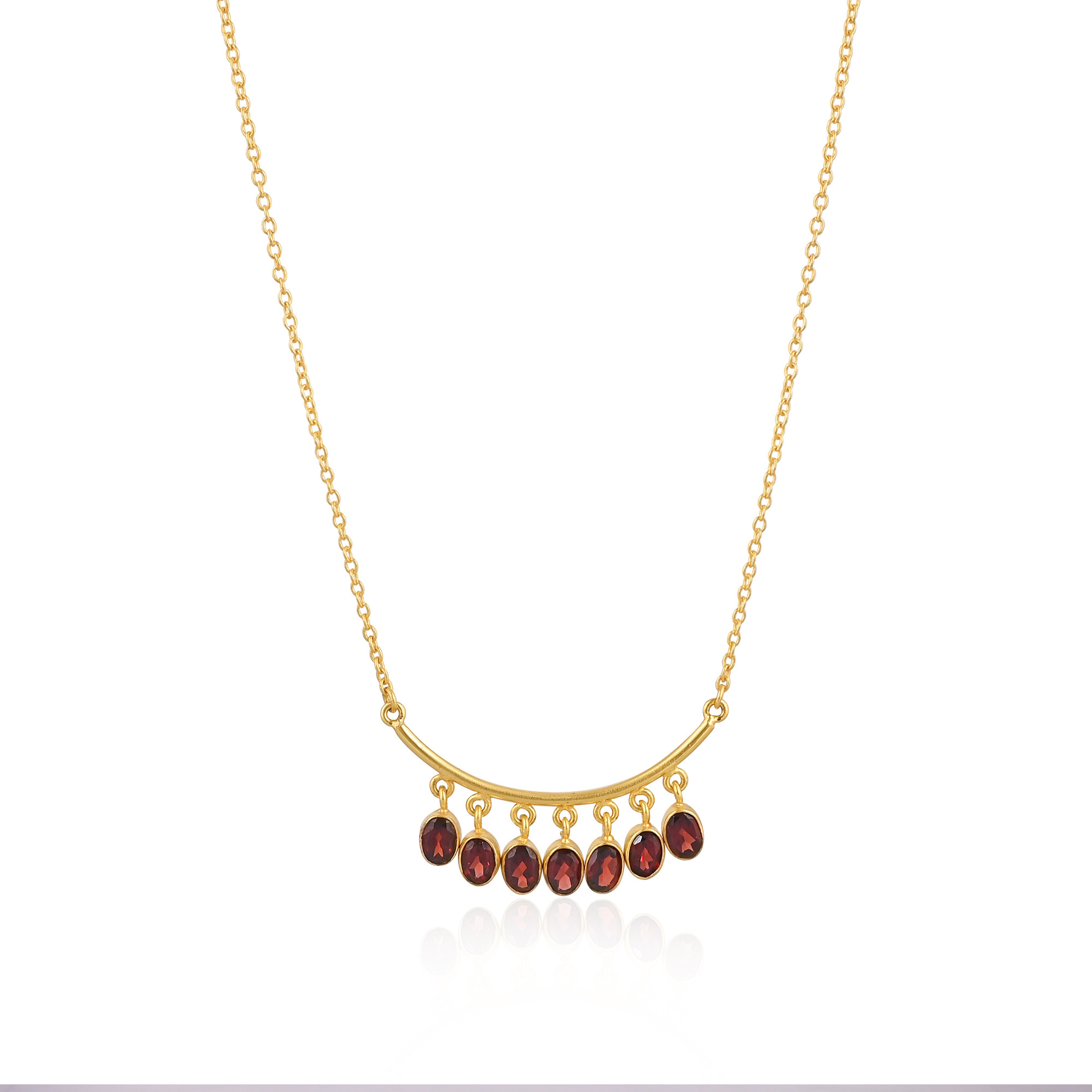 High Quality Classic Gold Plated 925 Sterling Silver Necklace with Mozambique Garnet Gemstone Bohemian Pendant Necklace Jewelry