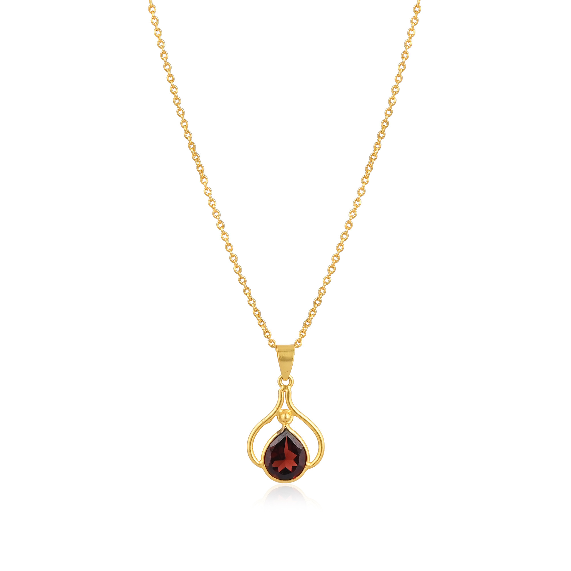 Wholesale Manufacturer Mozambique Garnet Pendant Necklace 925 Silver Gold-Plated Chain Necklace For Engagement Wedding  Parties