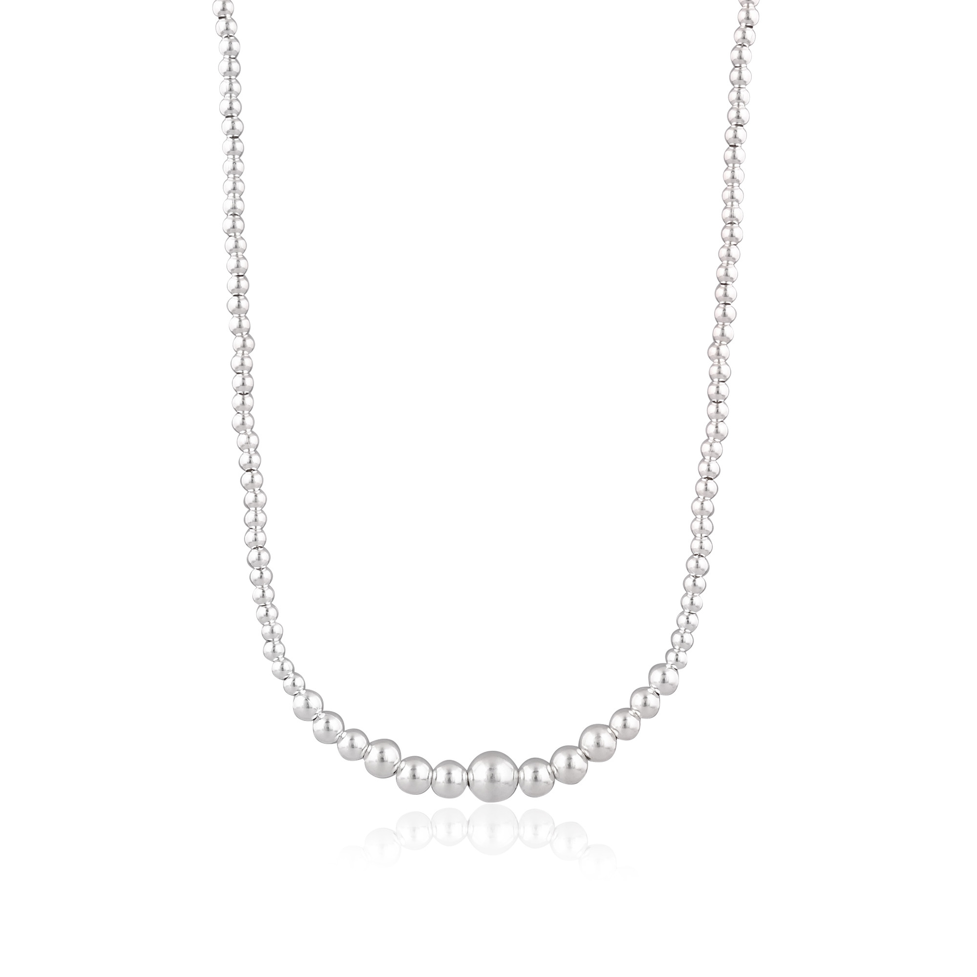 925 Sterling Silver Plain Necklace Hot Selling Chunky Charm Best Wholesaler Link Ball Chain Necklace Fine Jewelry for Women