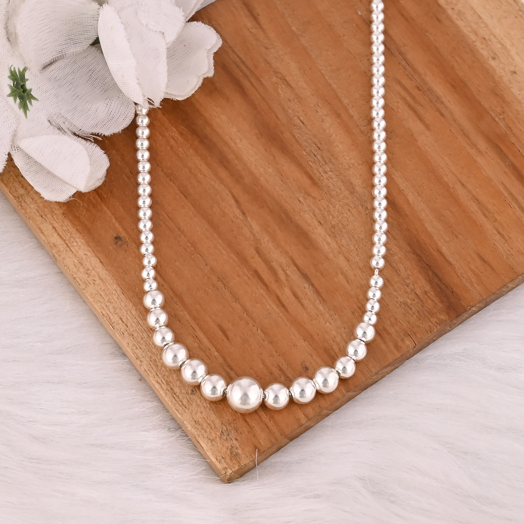 925 Sterling Silver Plain Necklace Hot Selling Chunky Charm Best Wholesaler Link Ball Chain Necklace Fine Jewelry for Women