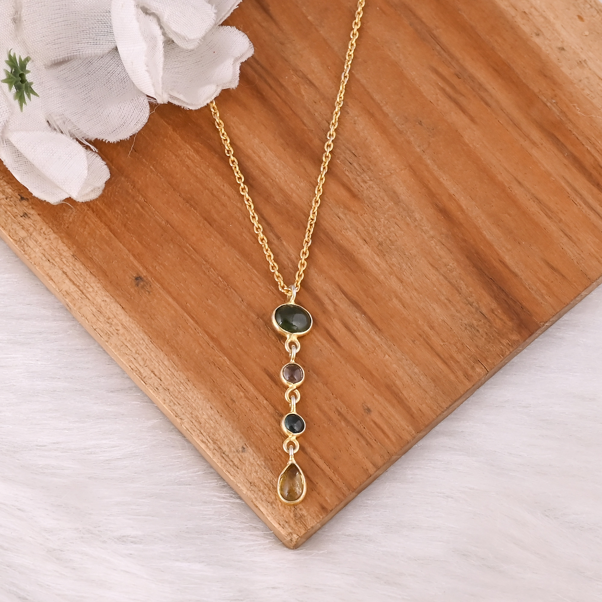 Multi Color Natural Tourmaline 925 Sterling Silver Necklace Gift for Girl 925 Silver Jewelry Bulk Wholesale Handmade Necklaces