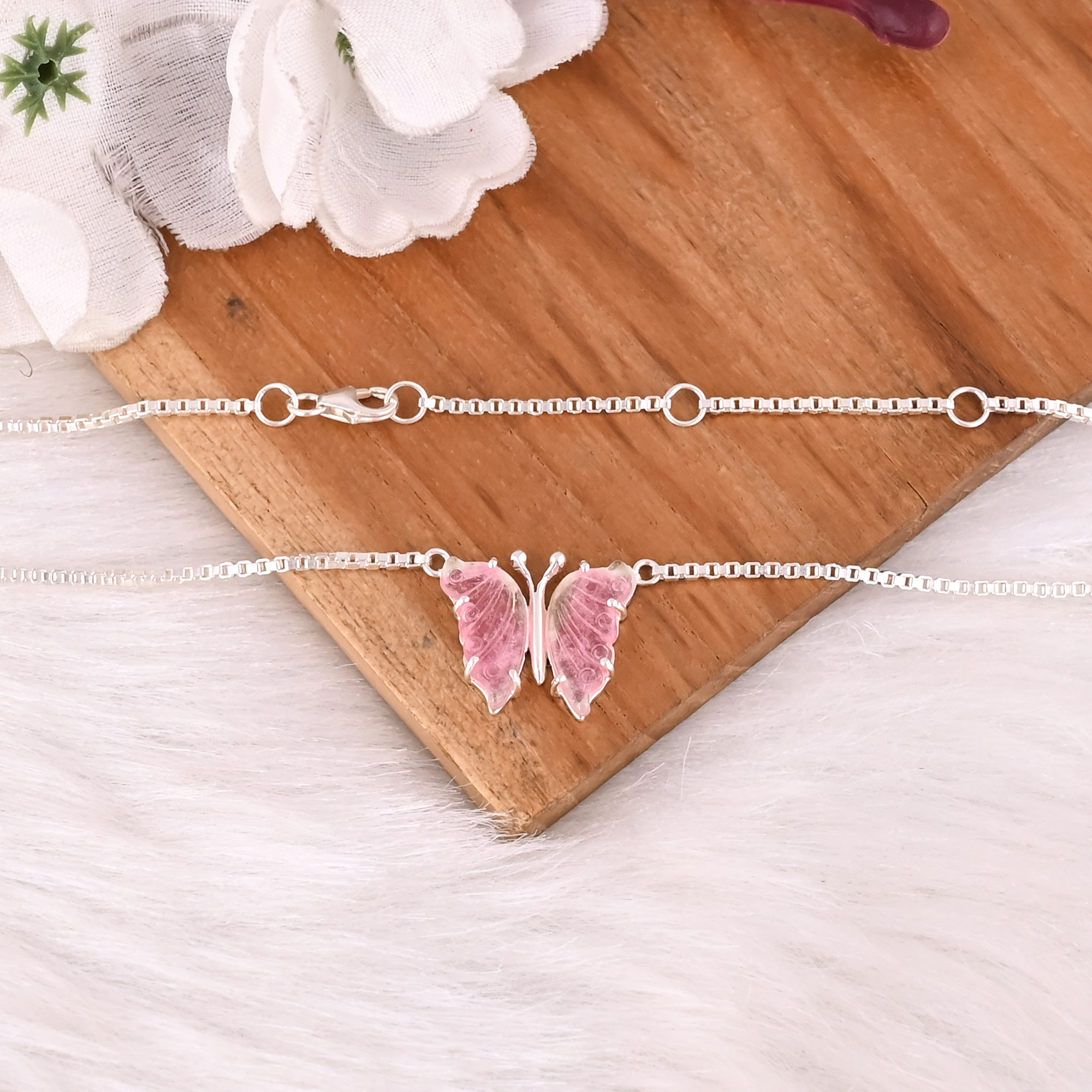 Amazing Look Sterling Silver Natural Bio Color Tourmaline Gemstone Necklace Womens Jewelry Collection Jewelry Manufacturer