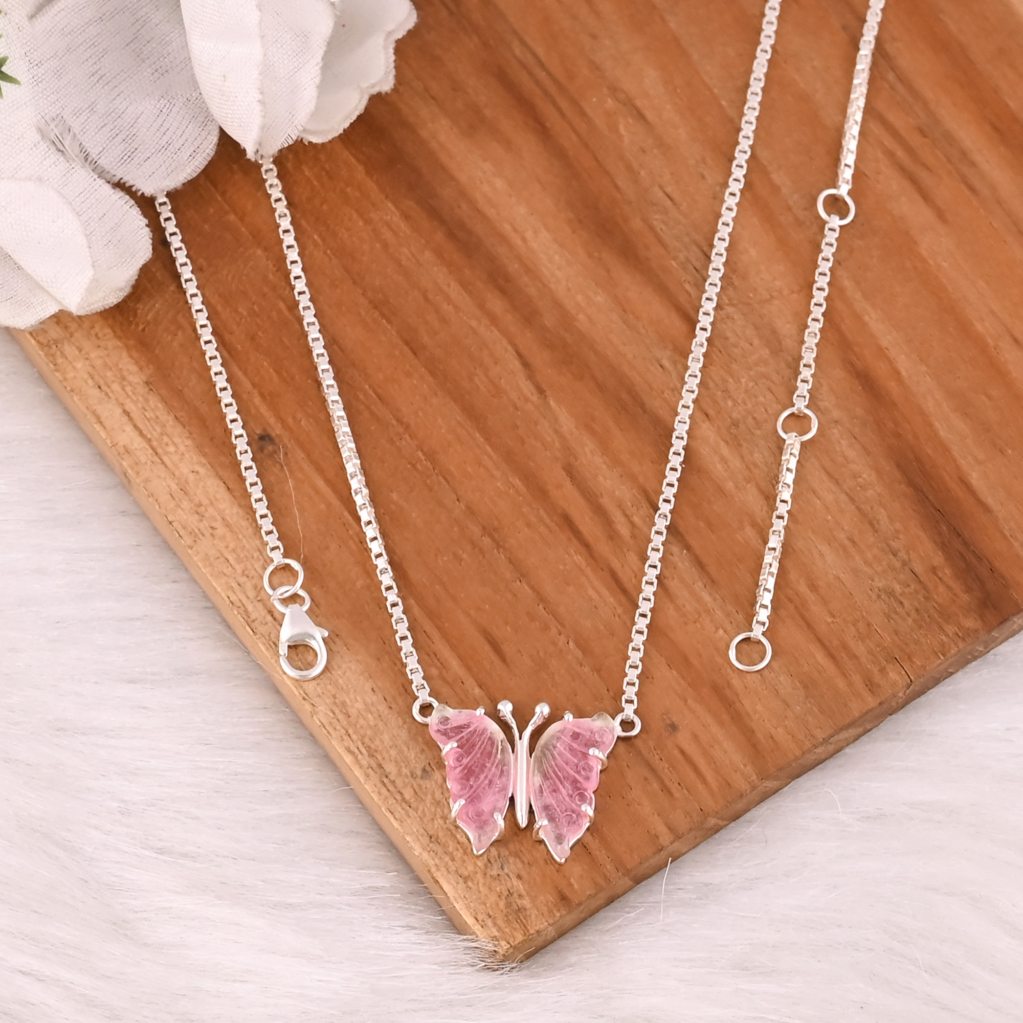 Amazing Look Sterling Silver Natural Bio Color Tourmaline Gemstone Necklace Womens Jewelry Collection Jewelry Manufacturer