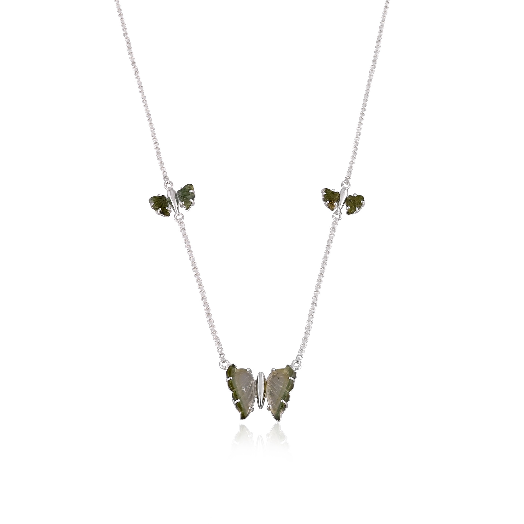 New Trending 925 Silver Natural Bio Tourmaline Gemstone Pendant Necklace For Women Custom Design Jewelry Supplier