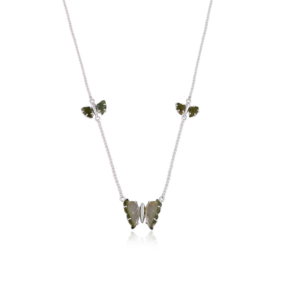 Image of New Trending 925 Silver Natural Bio Tourmaline Gemstone Pendant Necklace For Women Custom Design Jewelry Supplier