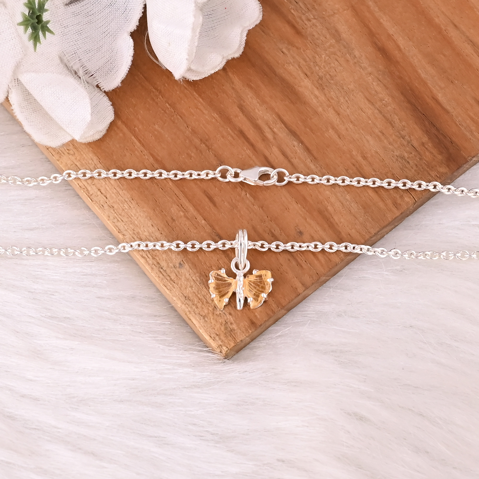 Natural Bio Tourmaline Gemstone Necklace With Chain Jewelry Manufacturer Supplier Handmade Silver Plated 925 Silver Fine Jewelry