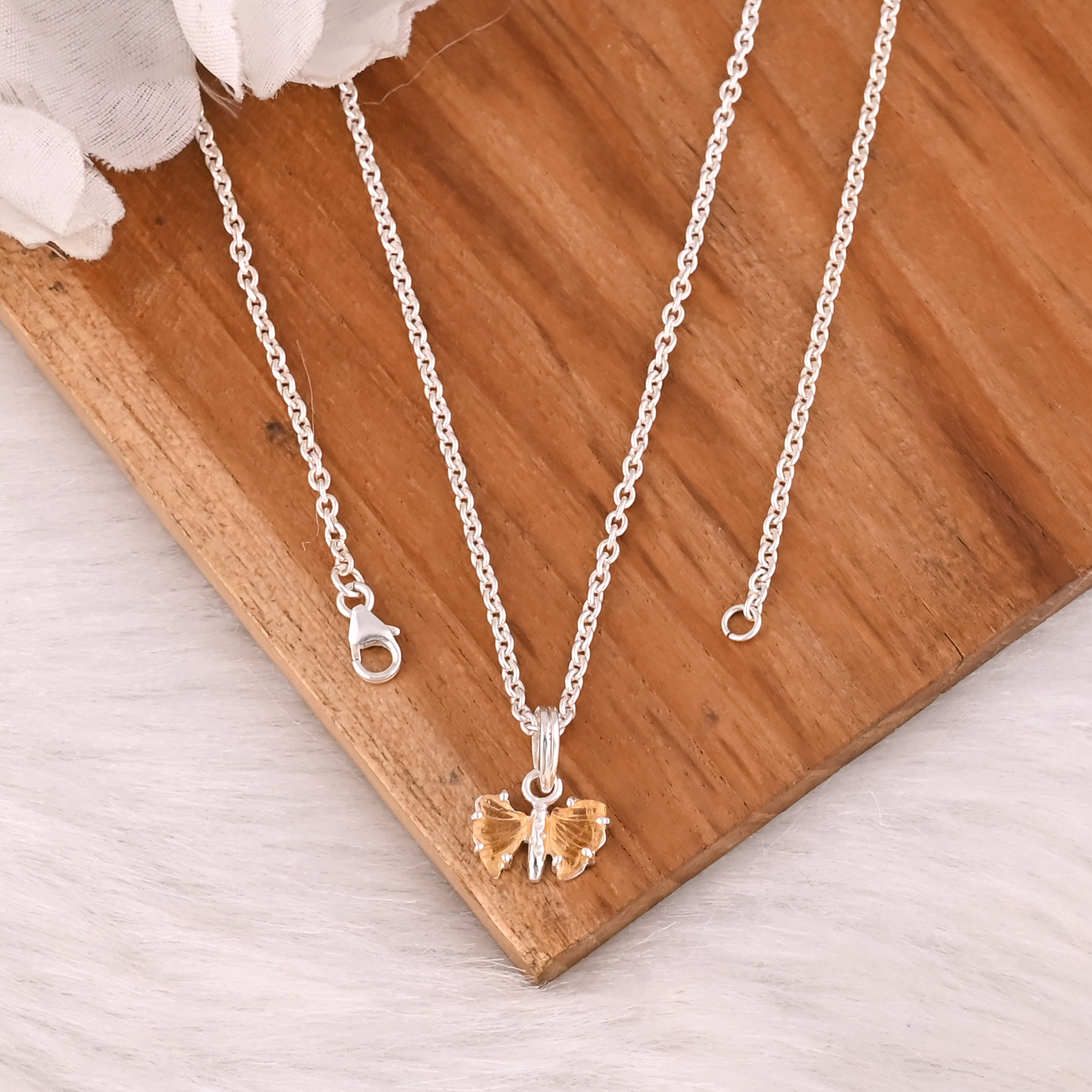 Natural Bio Tourmaline Gemstone Necklace With Chain Jewelry Manufacturer Supplier Handmade Silver Plated 925 Silver Fine Jewelry