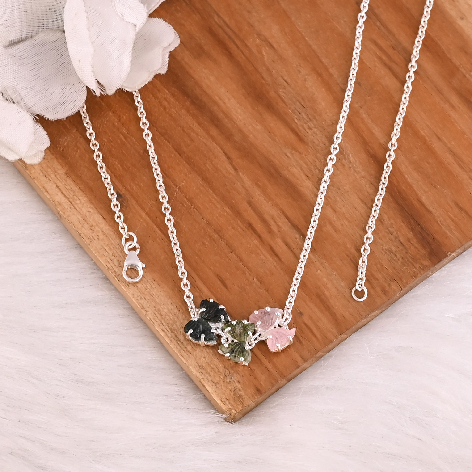New Trending 925 Silver Natural Bio Tourmaline Gemstone Pendant Necklace for Women Custom Design Jewelry Supplier
