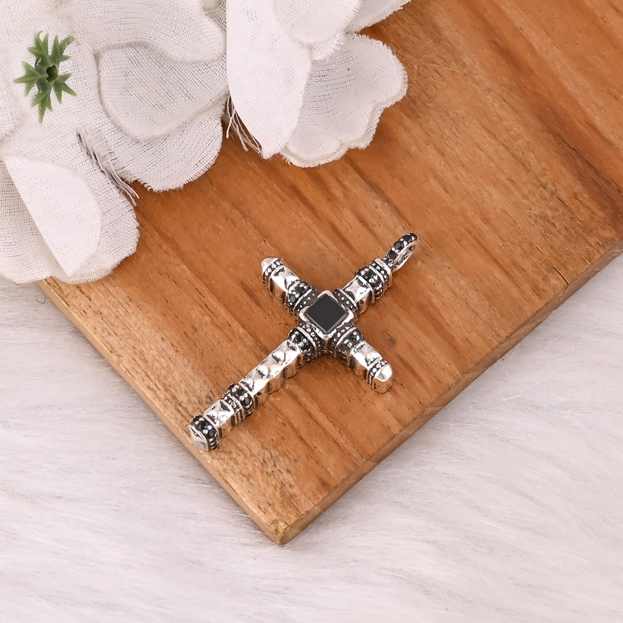 Religious Cross Black Onyx With CZ Pendant Necklaces Charm 925 Sterling Silver protection Necklace Mothers Day Gift