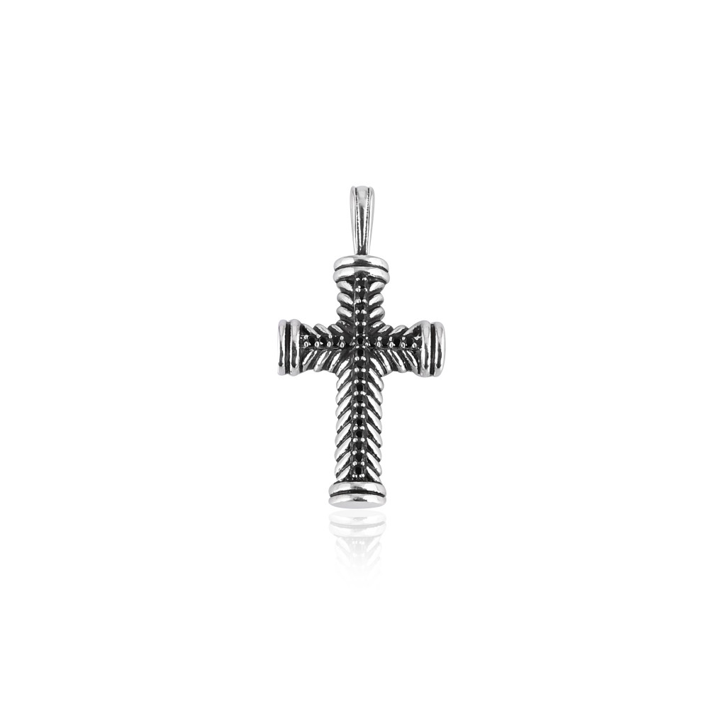 Image of New Arrival 925 Sterling Silver Black Cz Pendant Design Custom Jewelry Manufacturer Cross Pendant Jewelry Religious Pendant