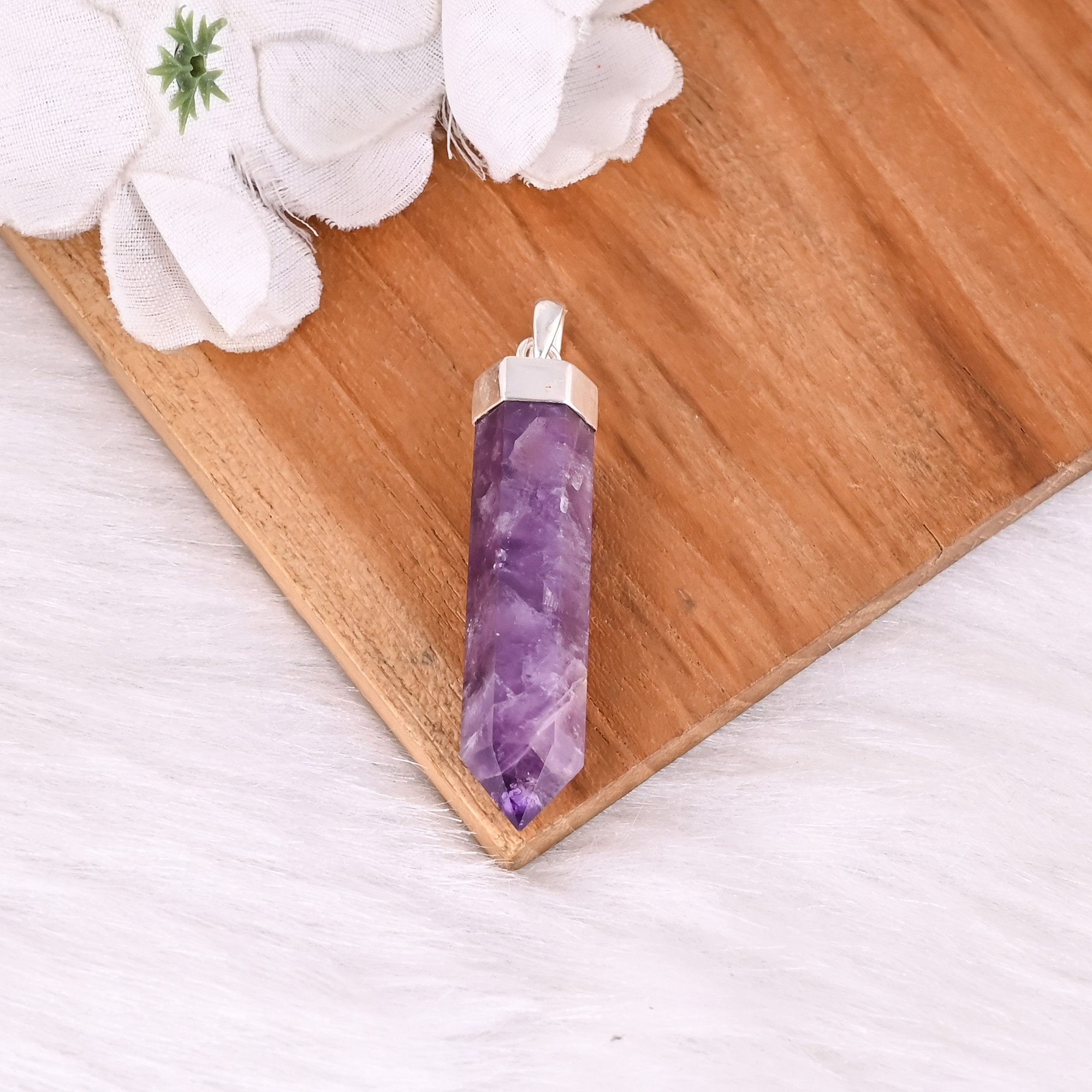 Beautiful Solid 925 Sterling Silver Amethyst Pencil Pendant Fine Jewelry Pendants  Charms Wholesaler