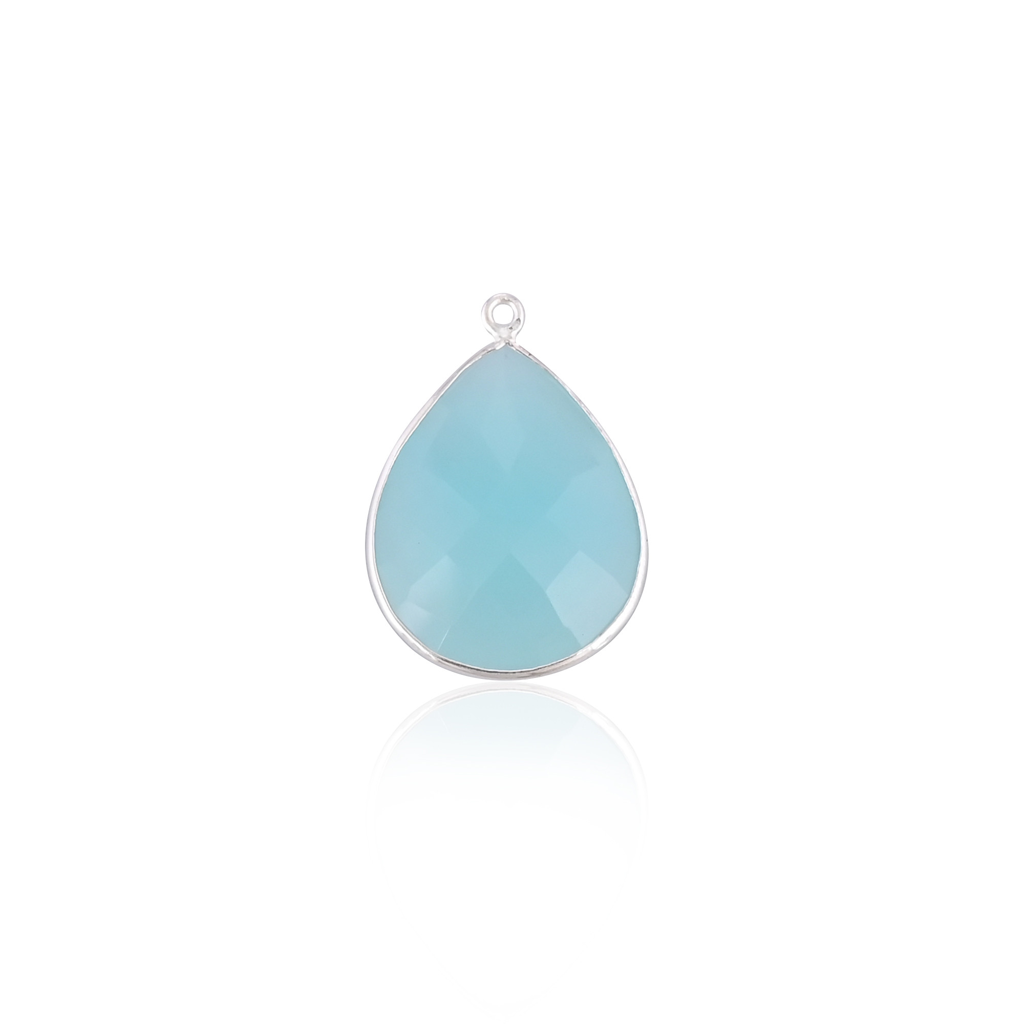 New Arrival 925 Sterling Silver Natural Aqua Chalcedony Gemstone Pendant Design Custom Jewelry Manufacturer