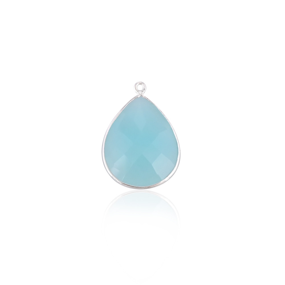 Image of New Arrival 925 Sterling Silver Natural Aqua Chalcedony Gemstone Pendant Design Custom Jewelry Manufacturer