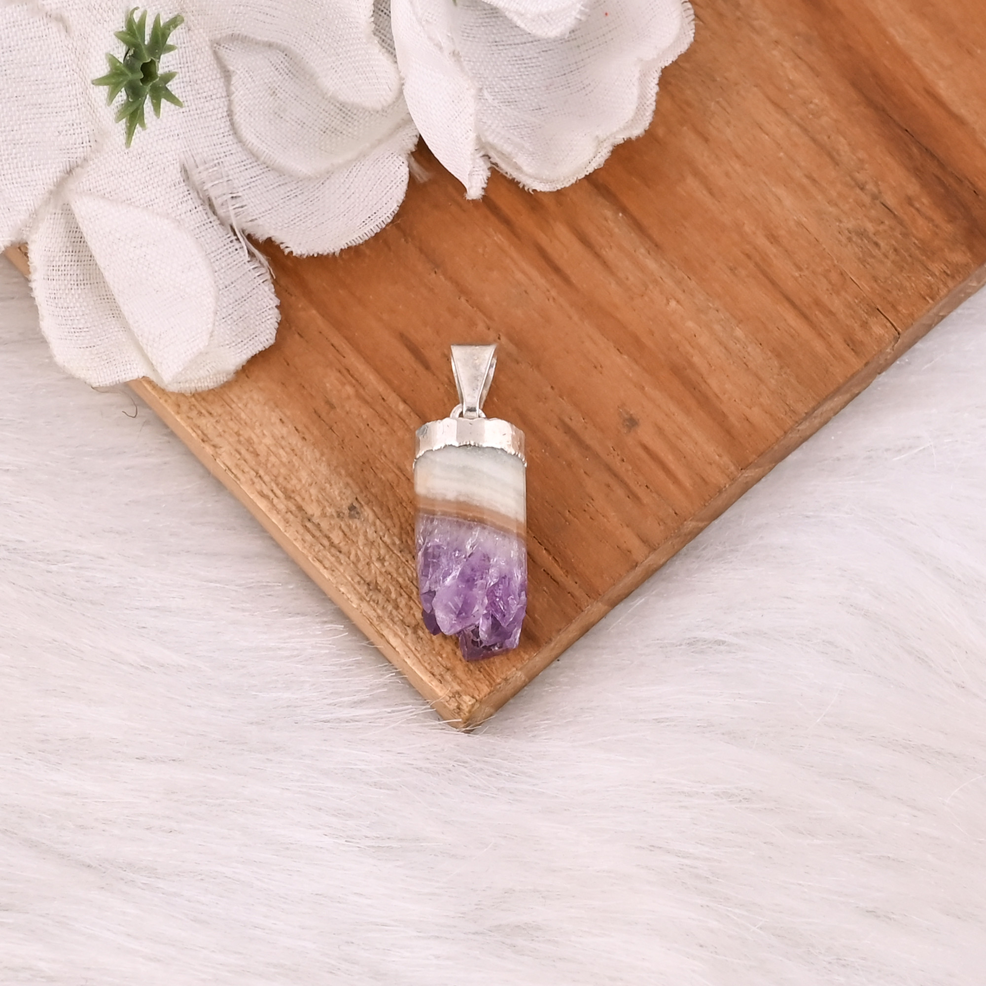 Best Selling 925 Sterling Silver Natural Raw Amethyst Gemstone Pendant Necklace Custom Jewelry For Women Gift For Her