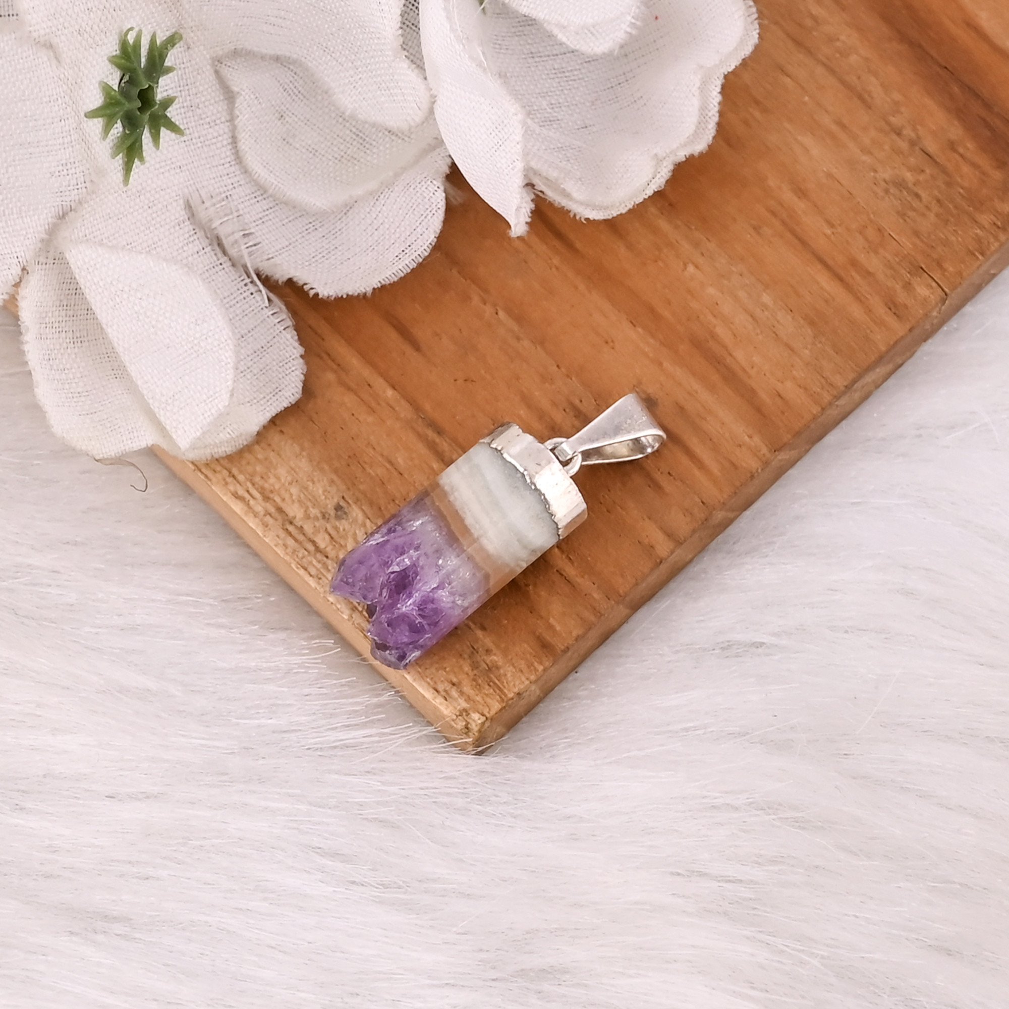 Best Selling 925 Sterling Silver Natural Raw Amethyst Gemstone Pendant Necklace Custom Jewelry For Women Gift For Her