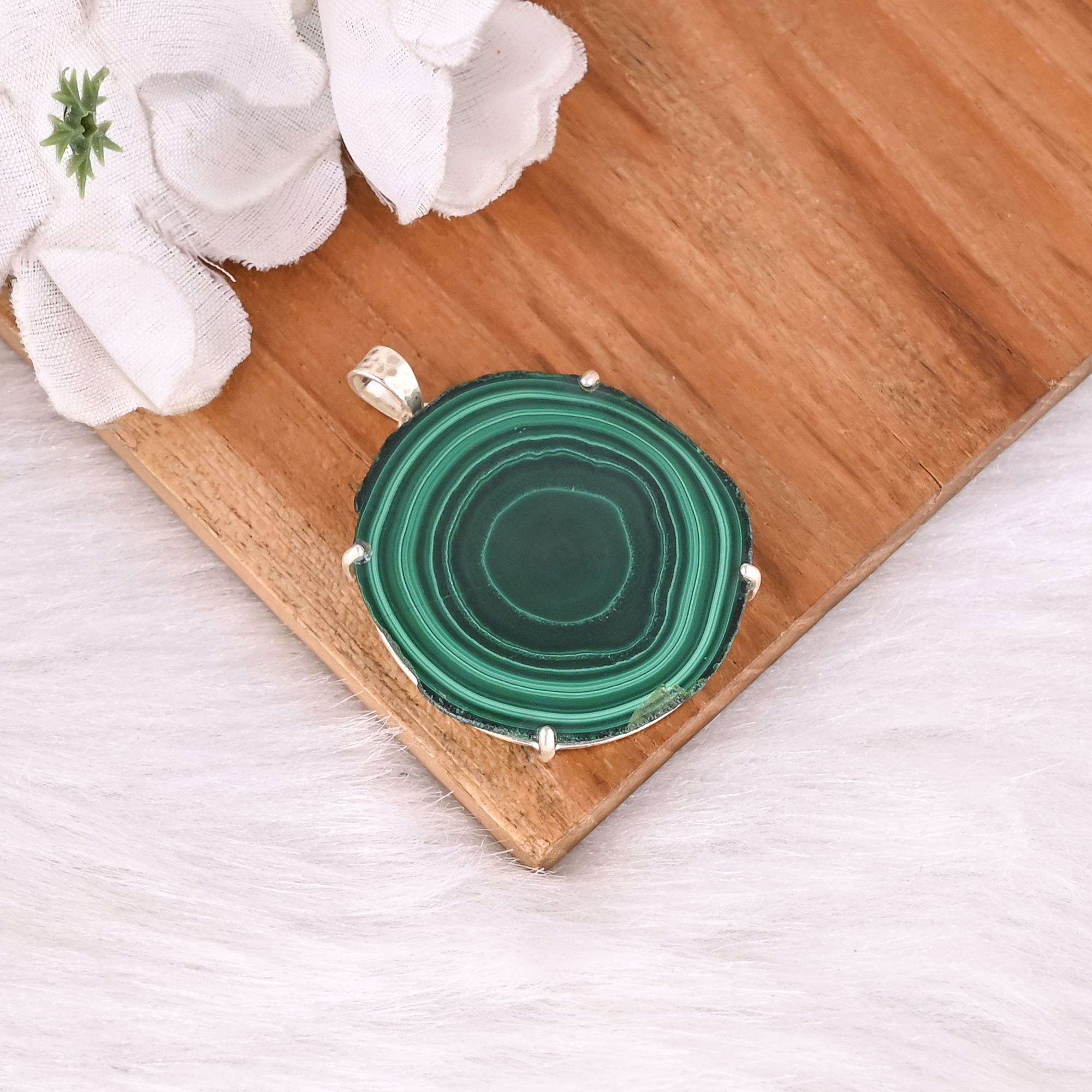 Pendant Jewelry Malachite Gemstone 925 Stamp Silver Women Wholesale Pendant 925 Sterling Silver Fine Jewelry Pendant