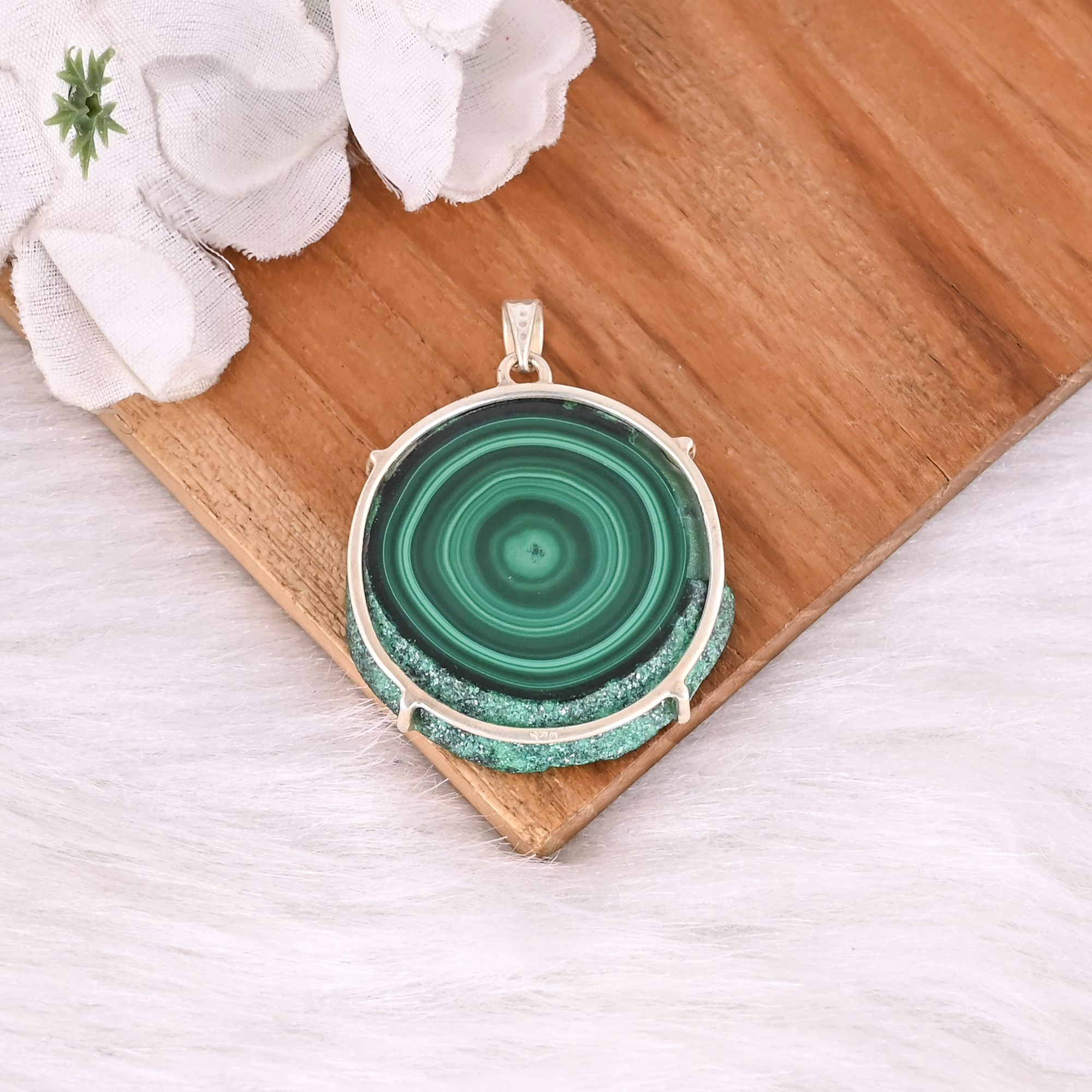 Pendant Jewelry Malachite Gemstone 925 Stamp Silver Women Wholesale Pendant 925 Sterling Silver Fine Jewelry Pendant