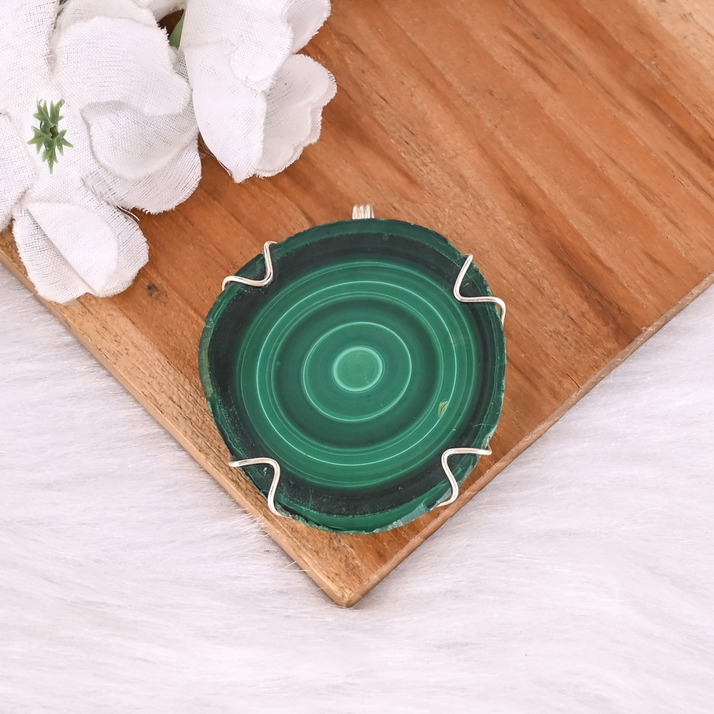 Image of Hot Sale 925 Sterling Silver Malachite Gemstone Pendant Fine Jewelry Pendants &amp; Charms Wholesaler and Manufacturer