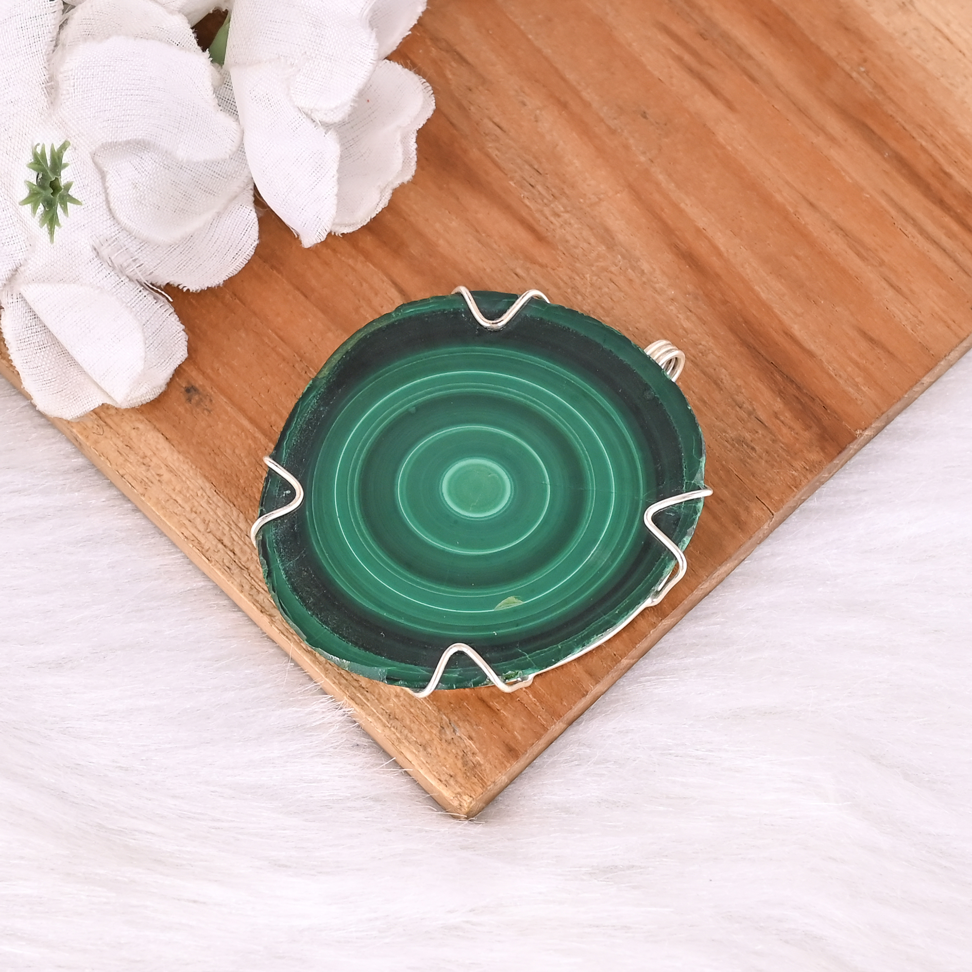 Hot Sale 925 Sterling Silver Malachite Gemstone Pendant Fine Jewelry Pendants  Charms Wholesaler and Manufacturer