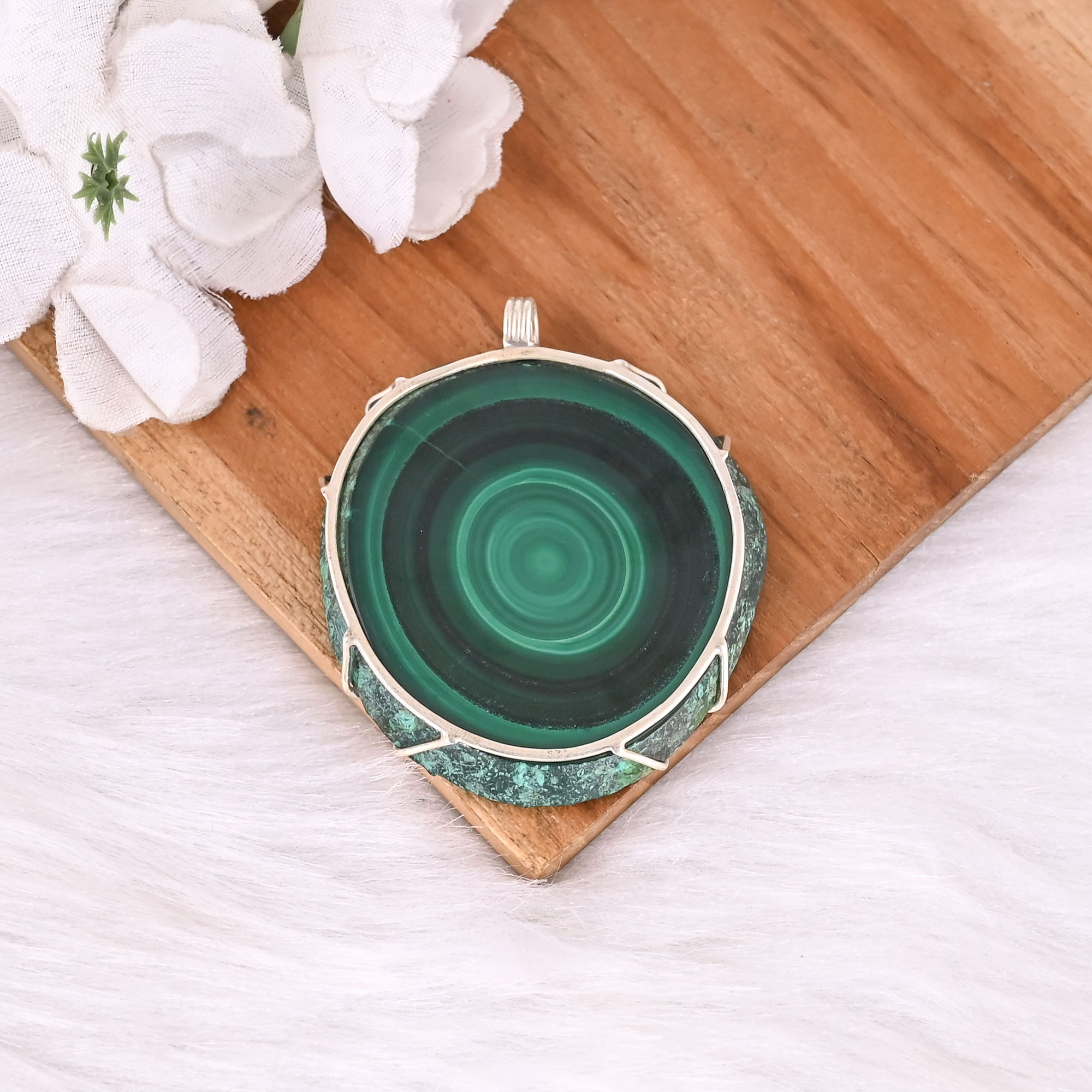 Hot Sale 925 Sterling Silver Malachite Gemstone Pendant Fine Jewelry Pendants  Charms Wholesaler and Manufacturer