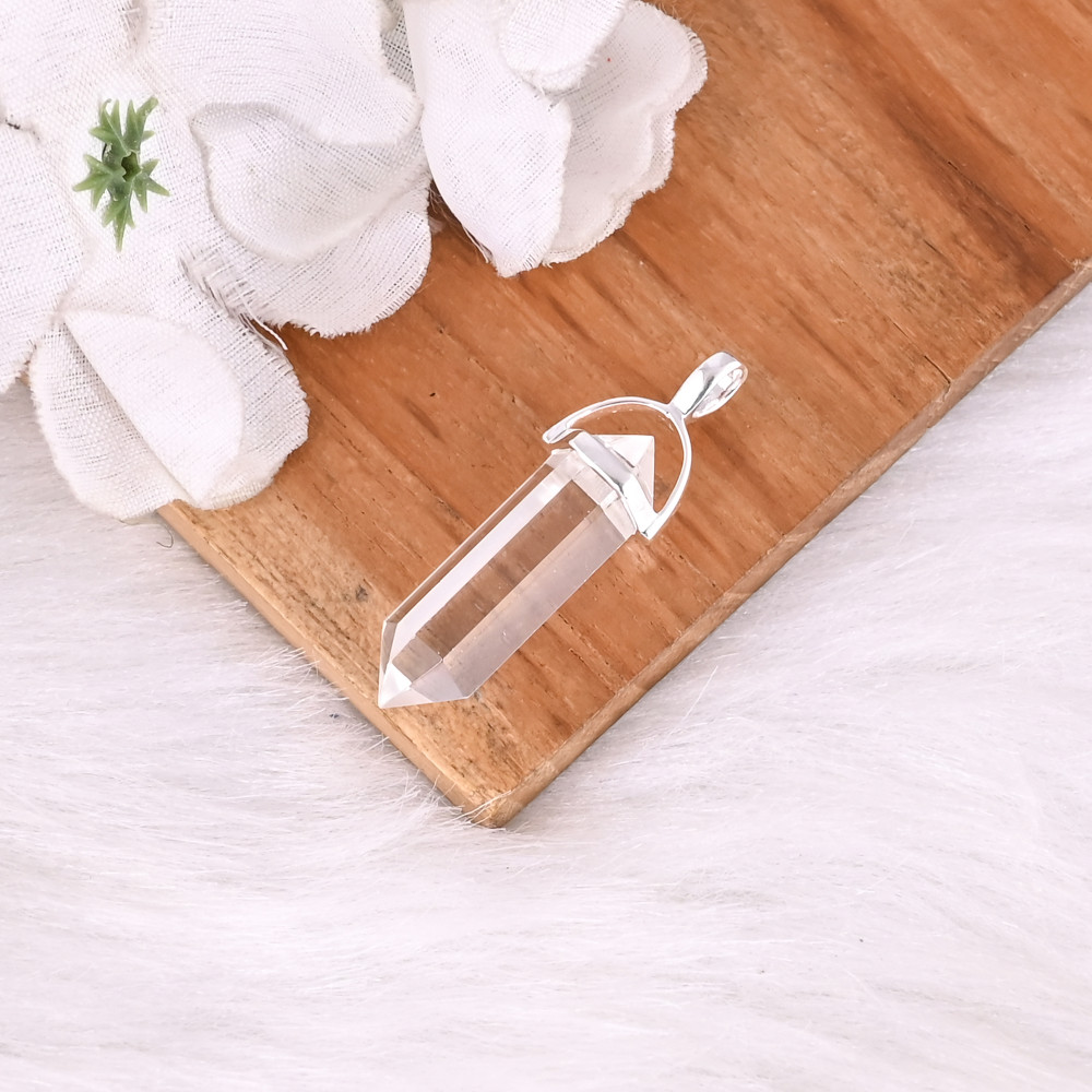 Image of Crystal Gemstone 925 Sterling Silver Pretty Pendant Gorgeous Pendant Fashionable Pendant for Gift &amp; Party for Unisex