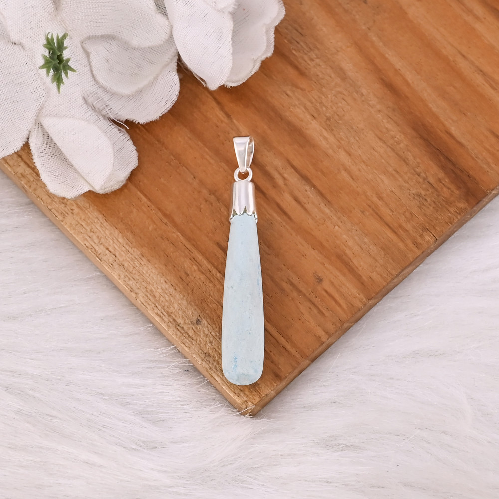 Image of Synthetic Turquoise Teardrop Classic Boho Pendant 925 Sterling Silver Handmade Jewelry Gemstone Pendant Wholesale Manufacturer